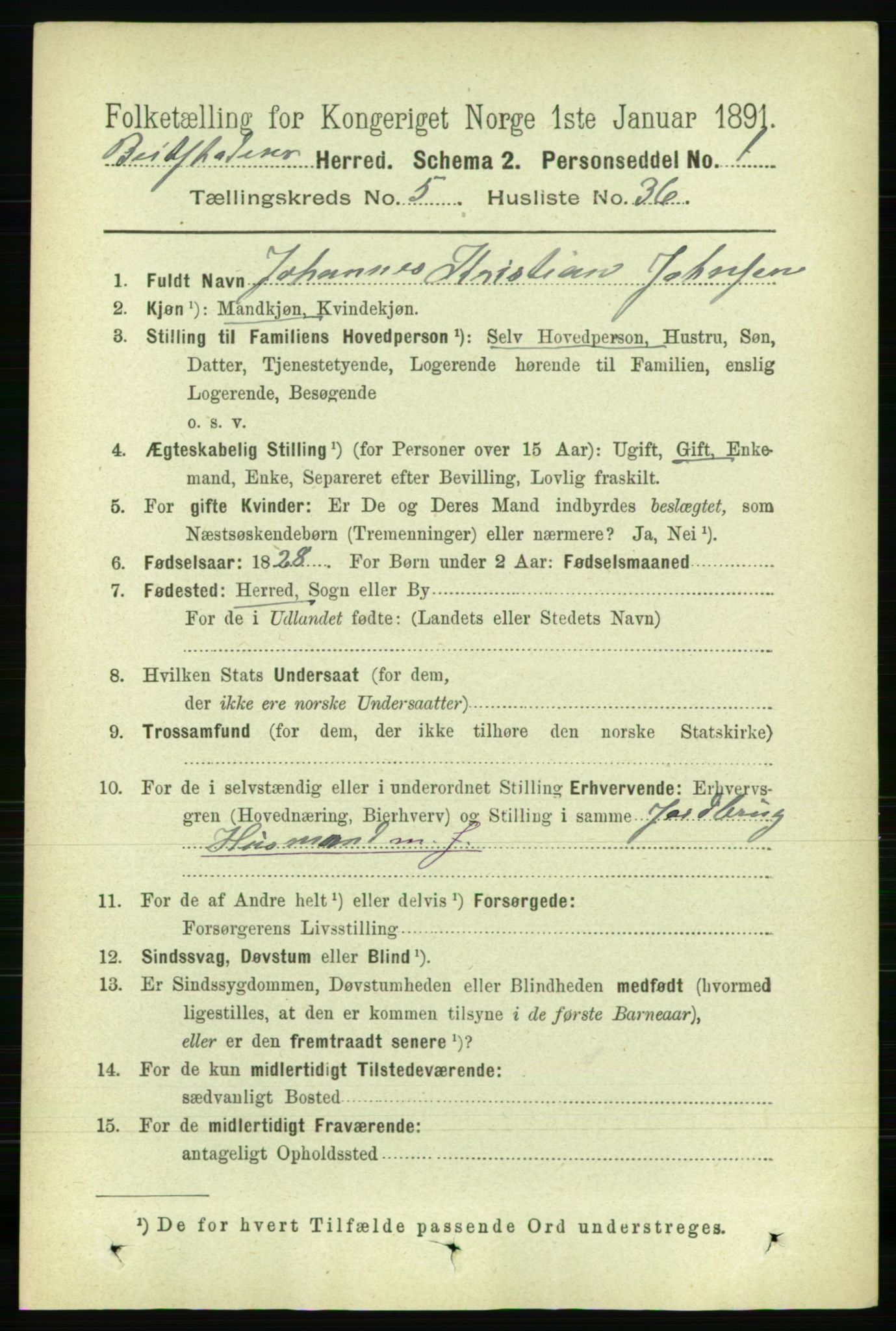 RA, 1891 census for 1727 Beitstad, 1891, p. 1486