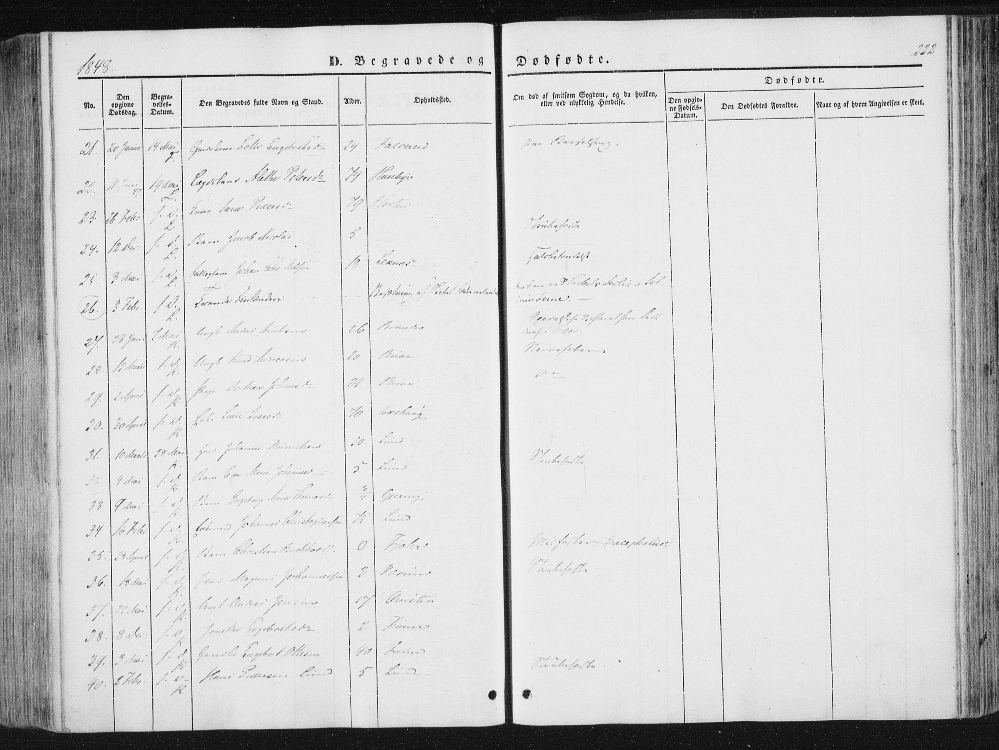 Ministerialprotokoller, klokkerbøker og fødselsregistre - Nord-Trøndelag, SAT/A-1458/780/L0640: Parish register (official) no. 780A05, 1845-1856, p. 222