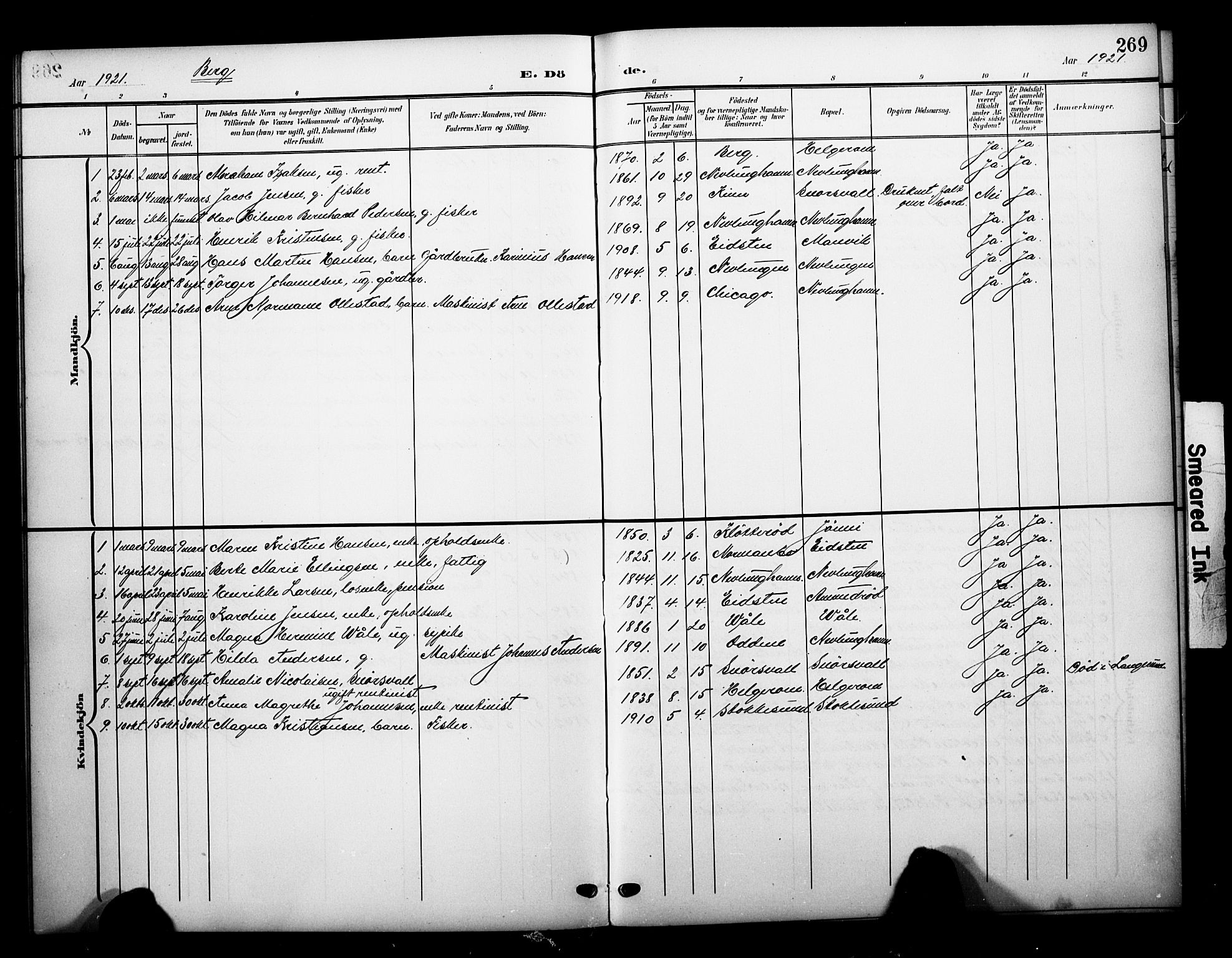 Brunlanes kirkebøker, AV/SAKO-A-342/G/Gb/L0003: Parish register (copy) no. II 3, 1903-1928, p. 269