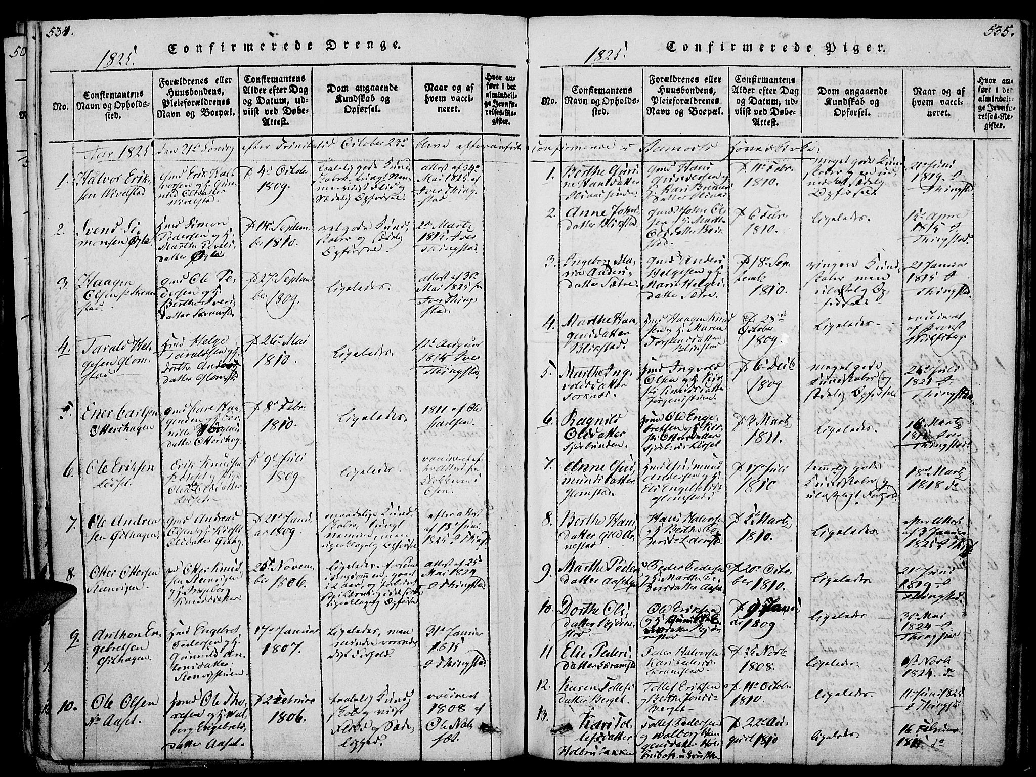 Åmot prestekontor, Hedmark, AV/SAH-PREST-056/H/Ha/Haa/L0005: Parish register (official) no. 5, 1815-1841, p. 534-535