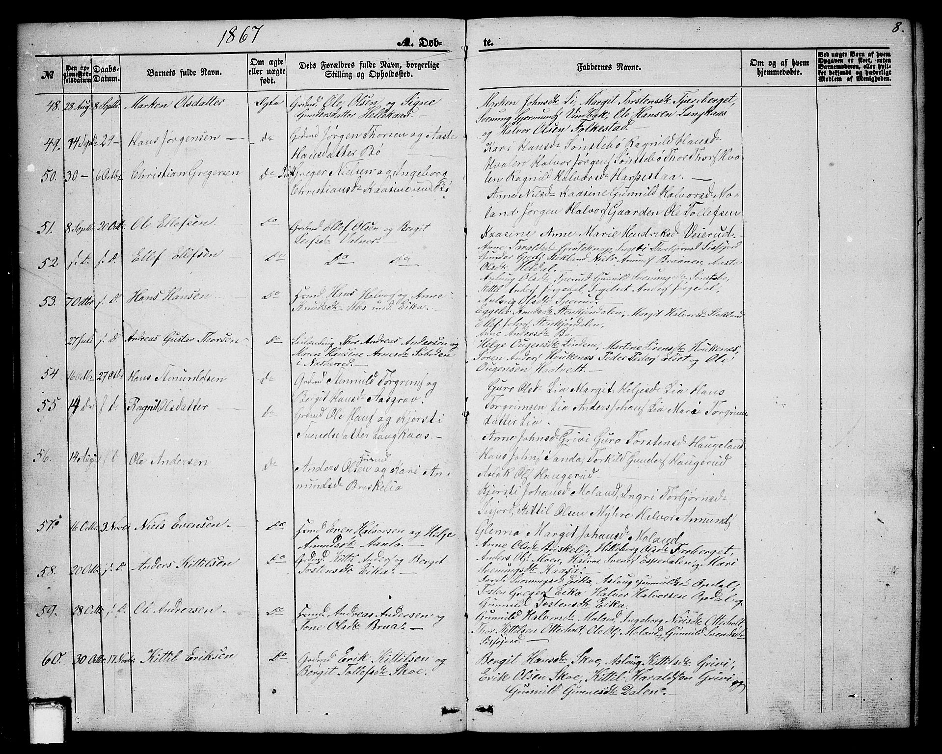 Bø kirkebøker, AV/SAKO-A-257/G/Ga/L0003: Parish register (copy) no. 3, 1866-1875, p. 8