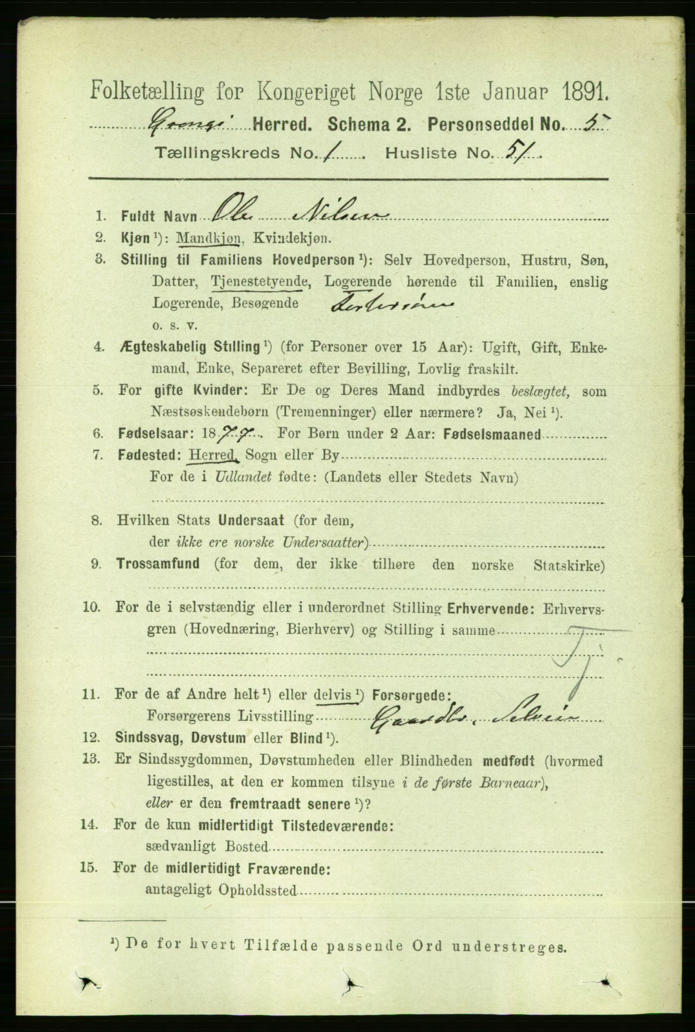 RA, 1891 census for 1742 Grong, 1891, p. 439