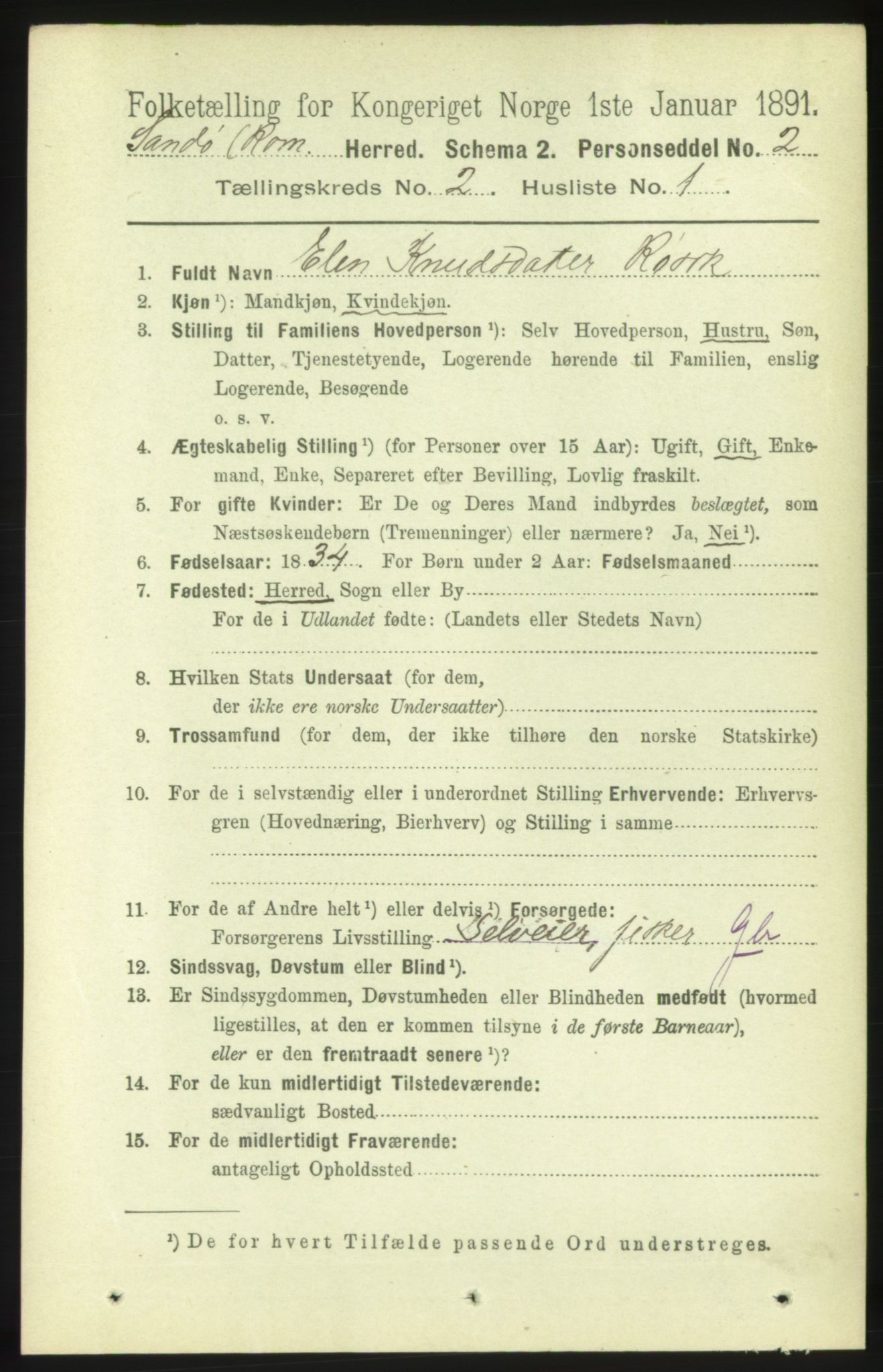 RA, 1891 census for 1546 Sandøy, 1891, p. 541