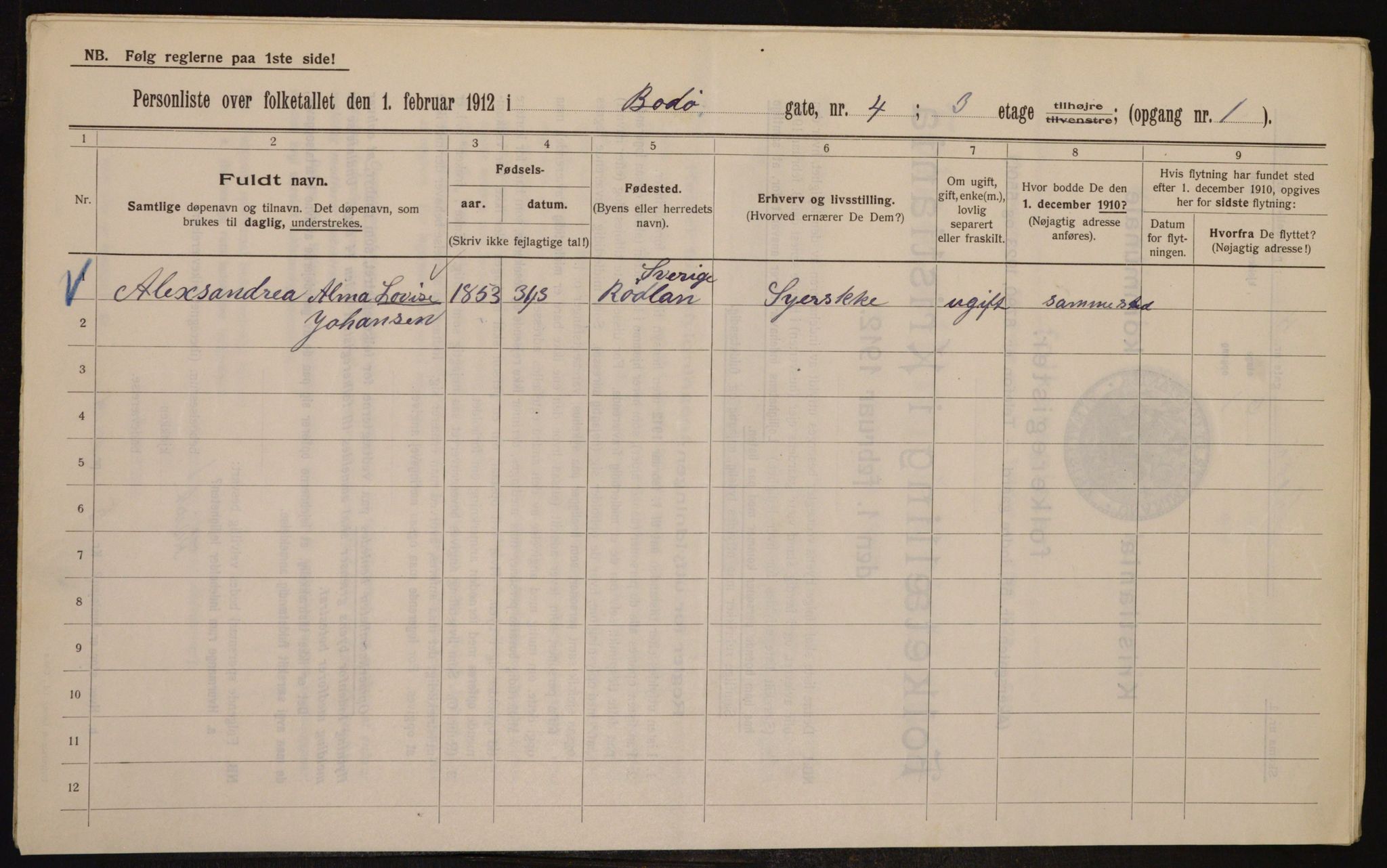 OBA, Municipal Census 1912 for Kristiania, 1912, p. 6577