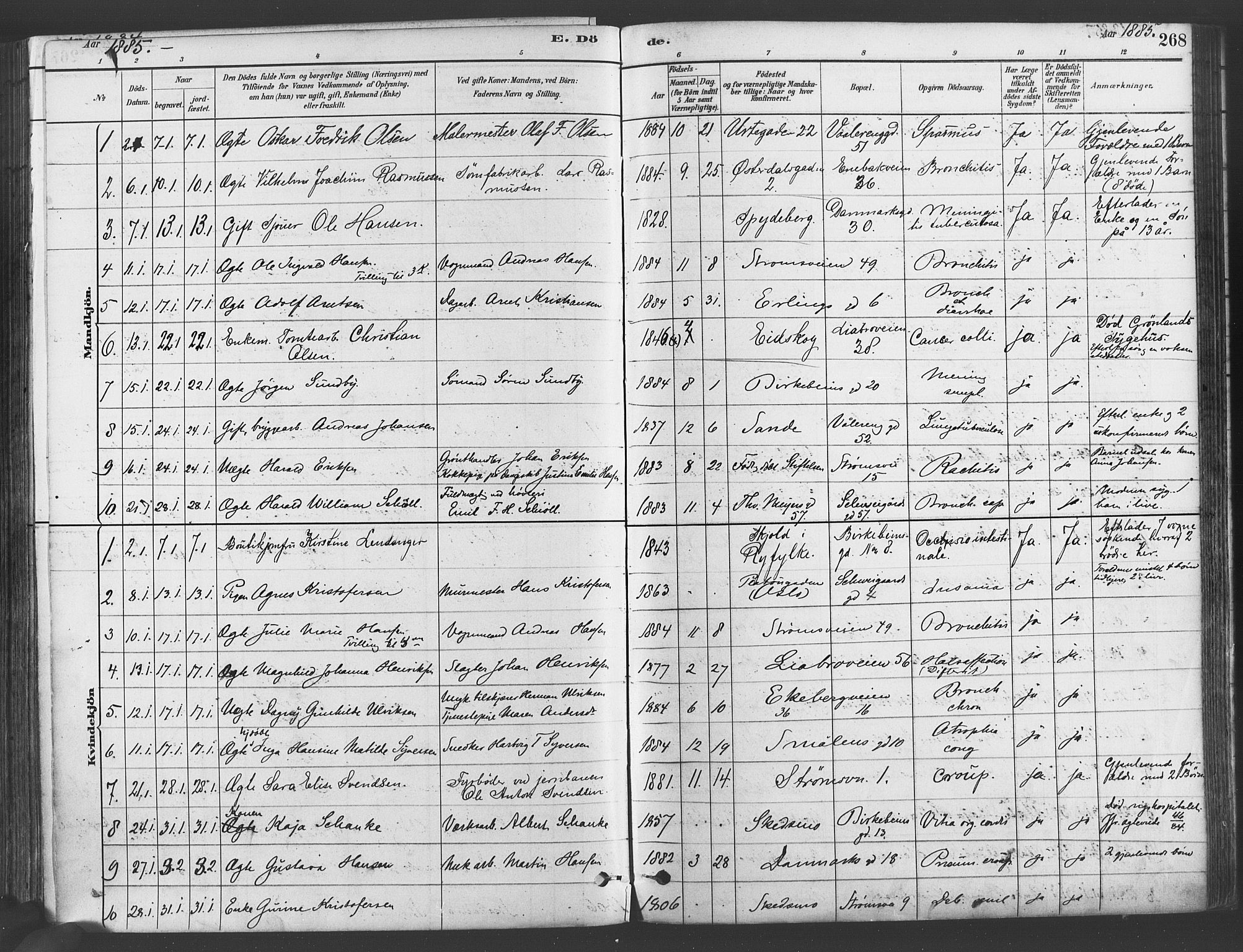 Gamlebyen prestekontor Kirkebøker, AV/SAO-A-10884/F/Fa/L0006: Parish register (official) no. 6, 1881-1890, p. 268