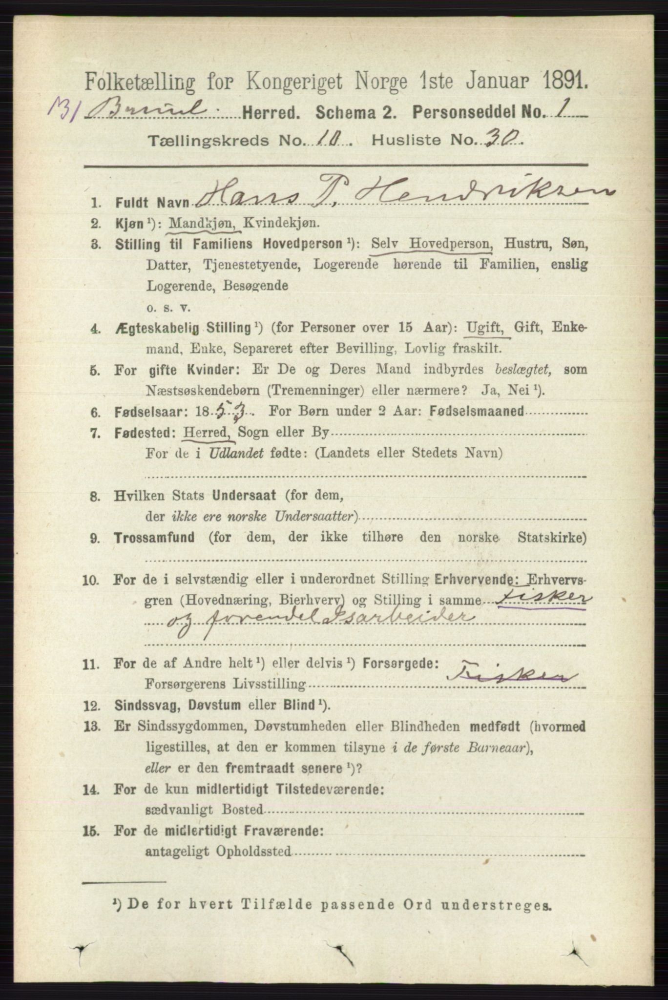 RA, 1891 census for 0726 Brunlanes, 1891, p. 4942