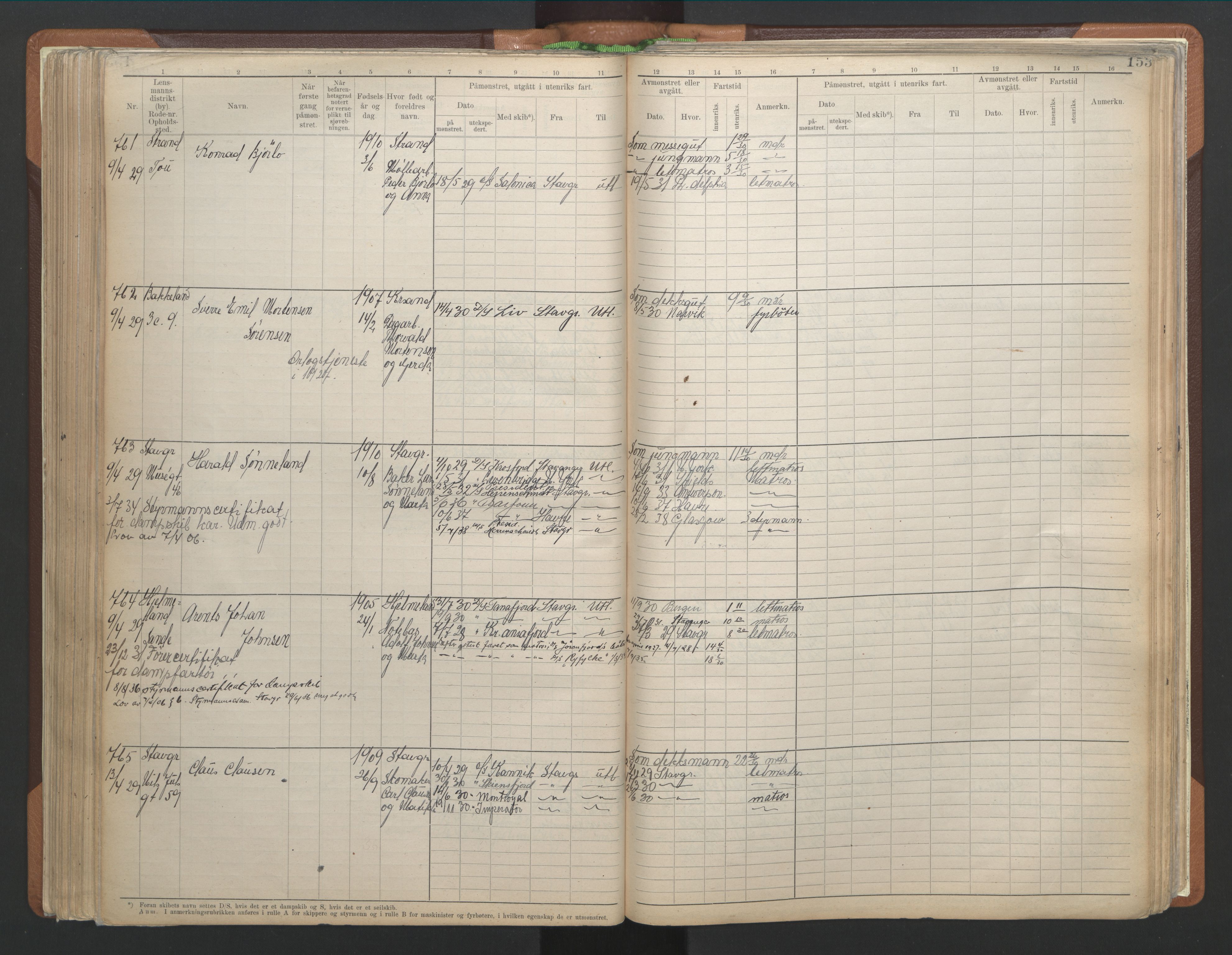 Stavanger sjømannskontor, AV/SAST-A-102006/F/Fb/Fbb/L0013: Sjøfartshovedrulle A, patentnr. 1-1495 (del 1), 1921-1933, p. 159