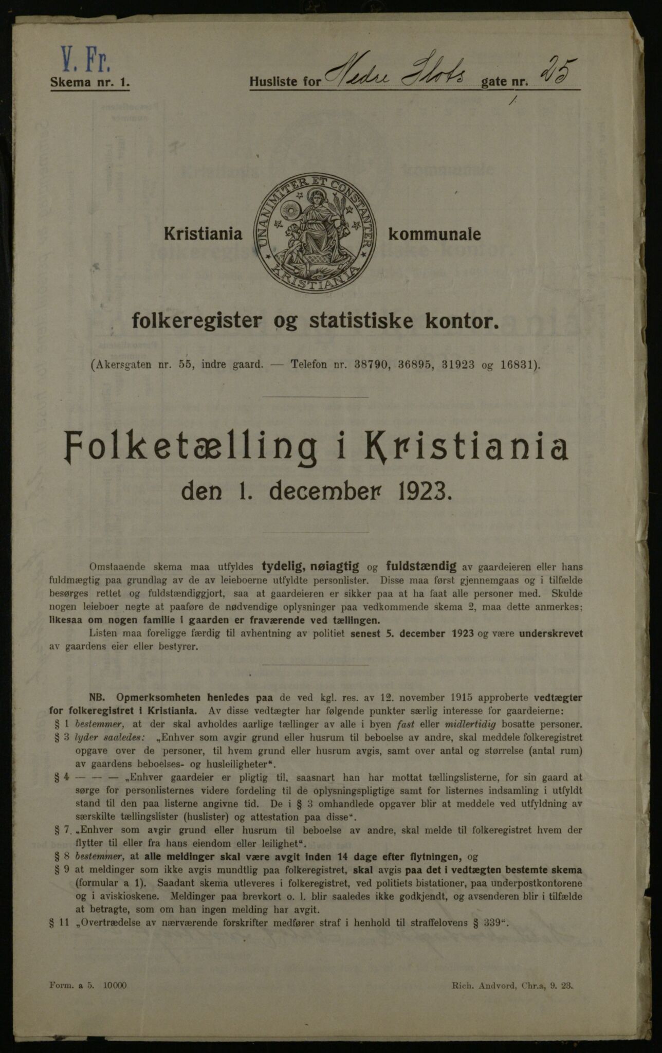 OBA, Municipal Census 1923 for Kristiania, 1923, p. 76529