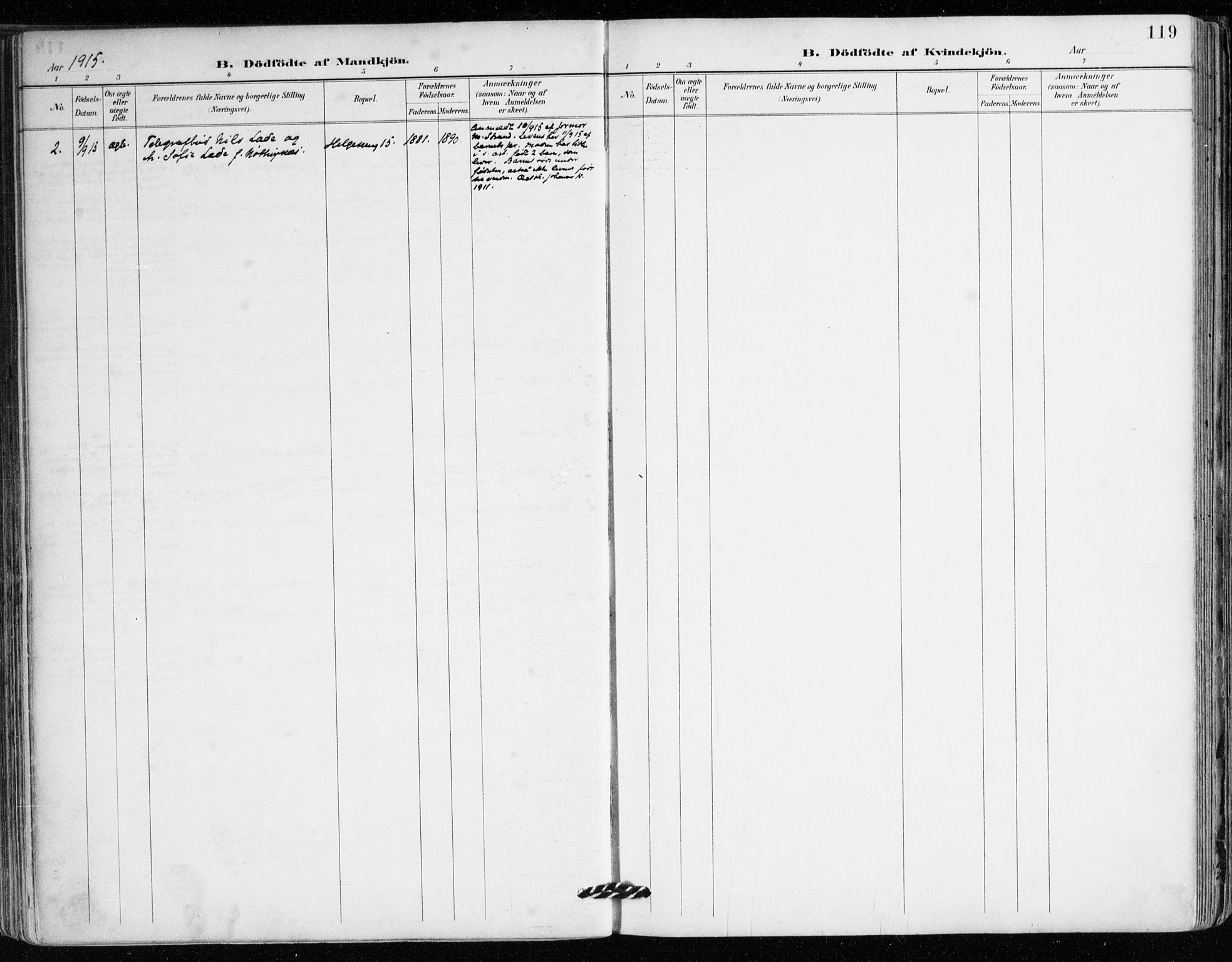 Mariakirken Sokneprestembete, SAB/A-76901/H/Haa/L0008: Parish register (official) no. A 8, 1893-1942, p. 119