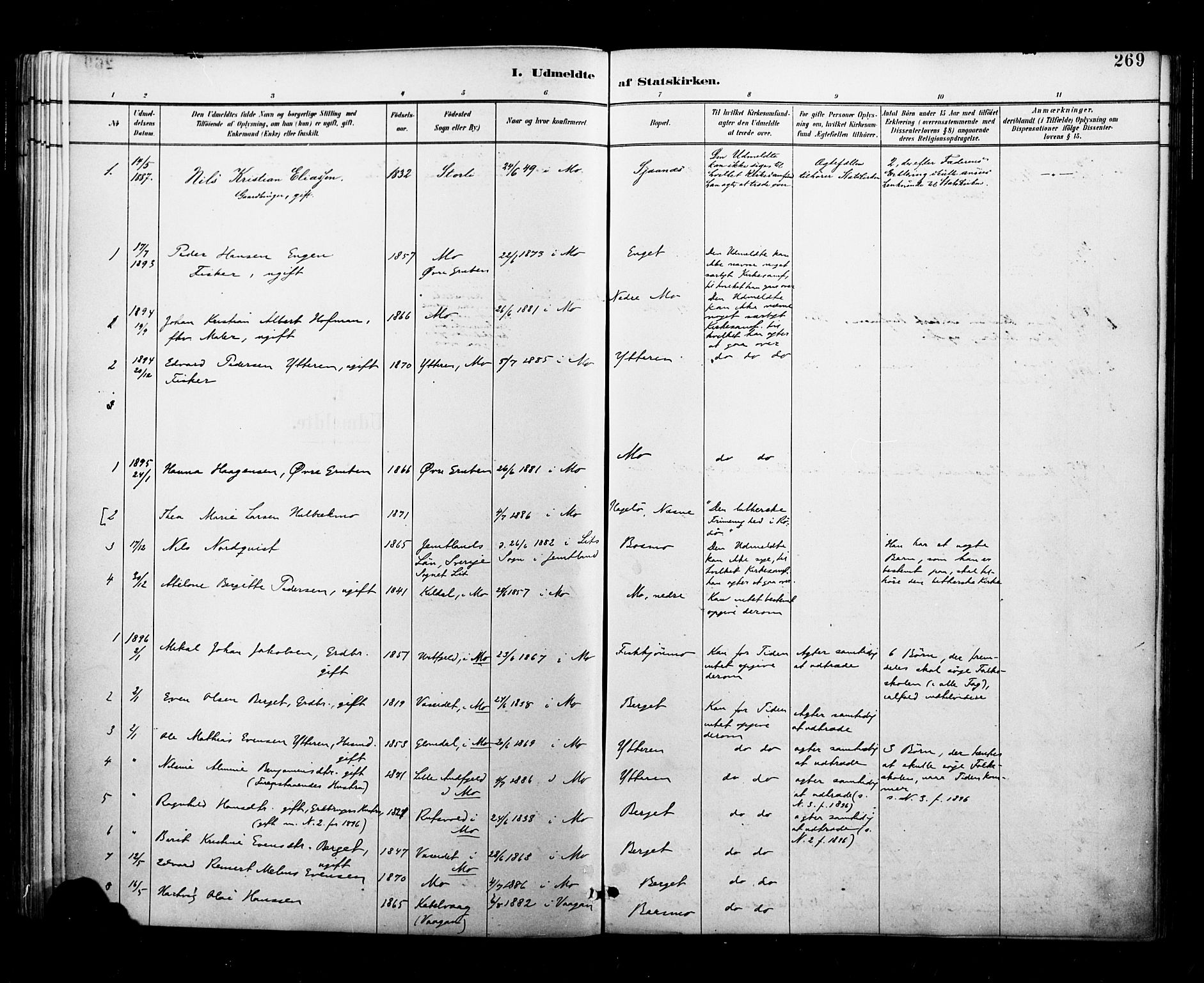 Ministerialprotokoller, klokkerbøker og fødselsregistre - Nordland, AV/SAT-A-1459/827/L0401: Parish register (official) no. 827A13, 1887-1905, p. 269