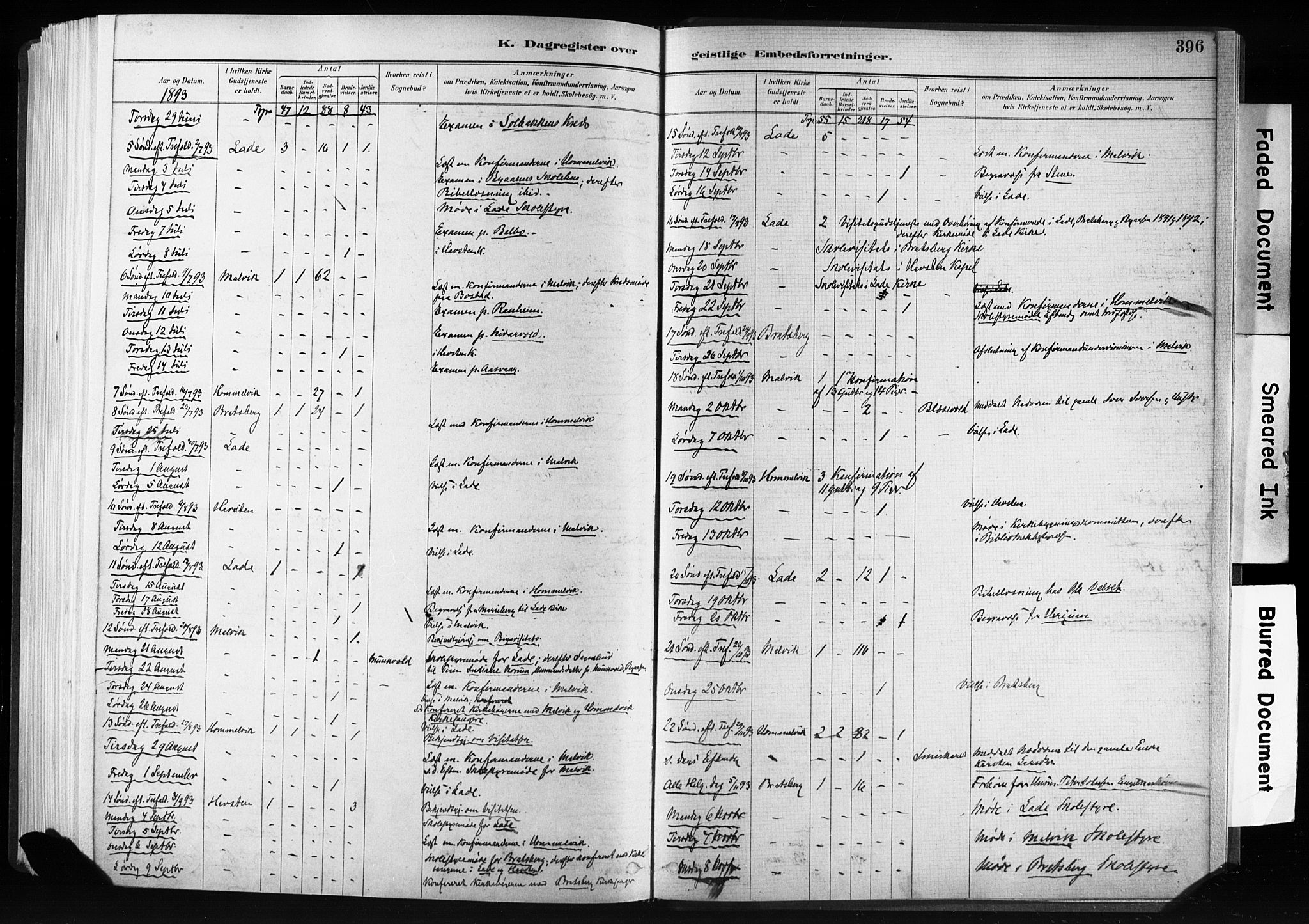 Ministerialprotokoller, klokkerbøker og fødselsregistre - Sør-Trøndelag, AV/SAT-A-1456/606/L0300: Parish register (official) no. 606A15, 1886-1893, p. 396