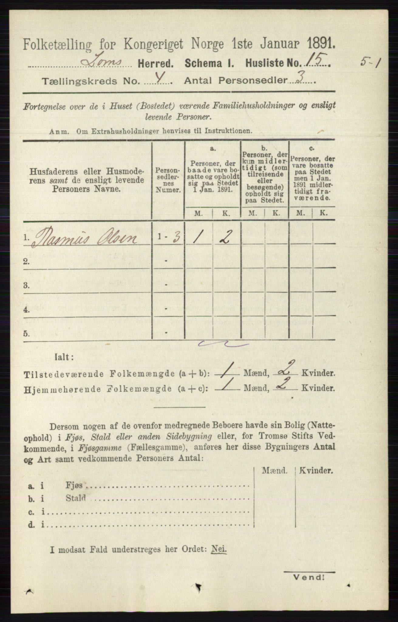 RA, 1891 census for 0514 Lom, 1891, p. 1470