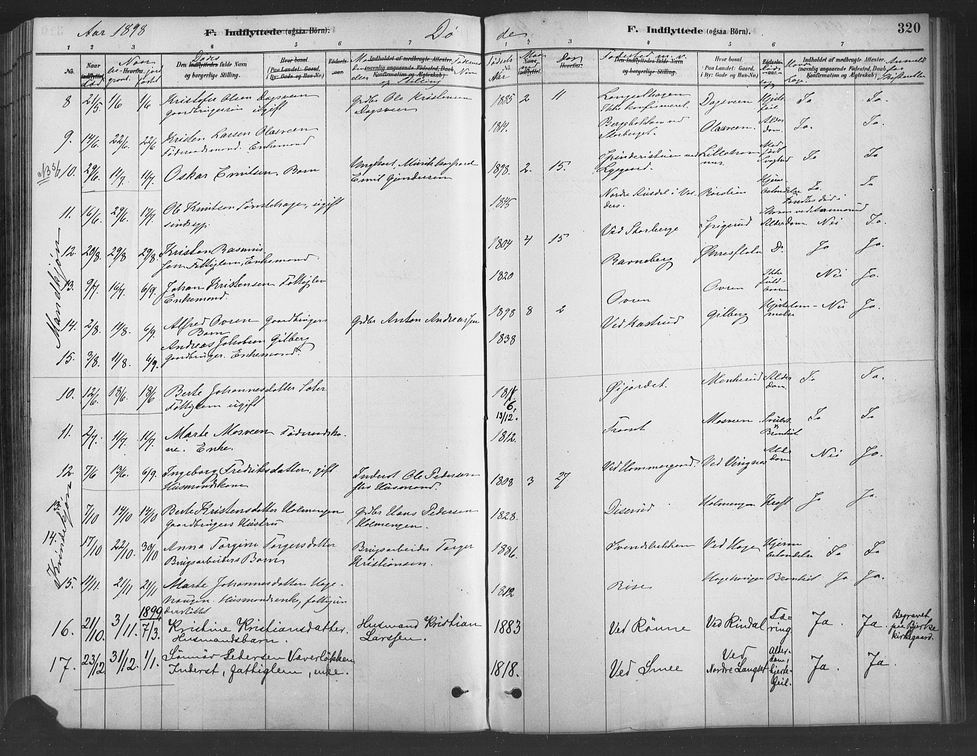 Fåberg prestekontor, SAH/PREST-086/H/Ha/Haa/L0009: Parish register (official) no. 9, 1879-1898, p. 320