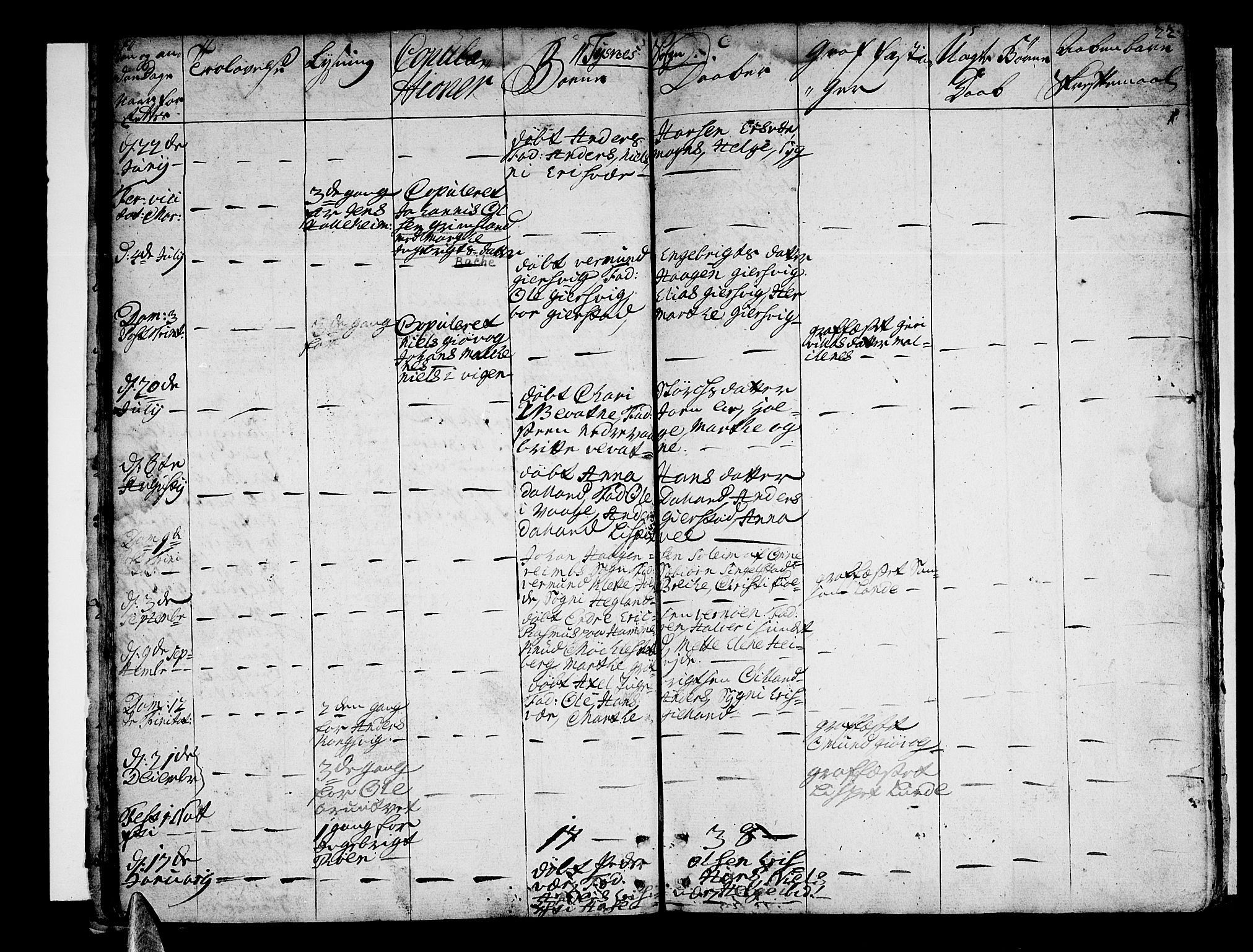 Tysnes sokneprestembete, AV/SAB-A-78601/H/Haa: Parish register (official) no. A 2 /1, 1732-1804, p. 22