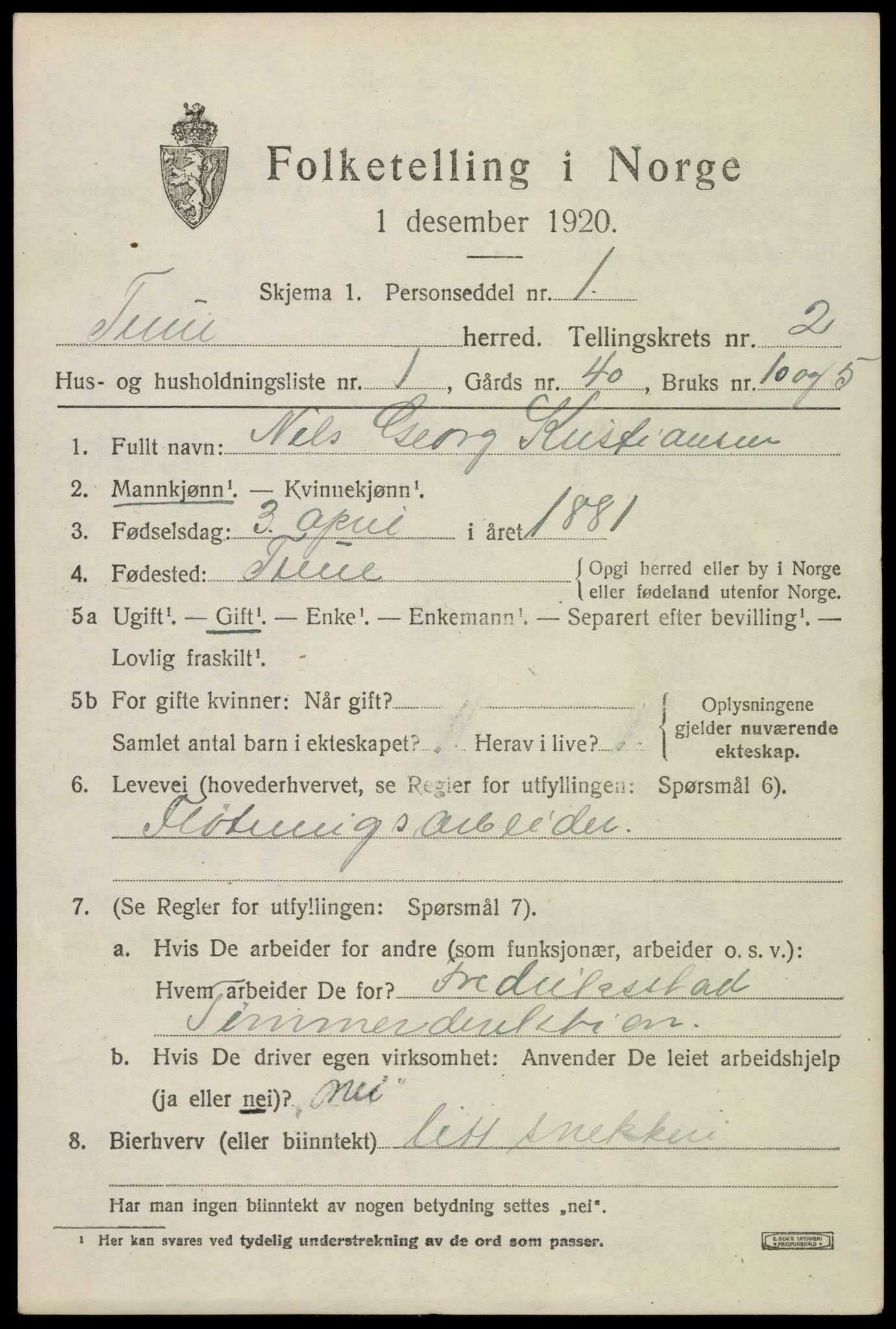 SAO, 1920 census for Tune, 1920, p. 2862