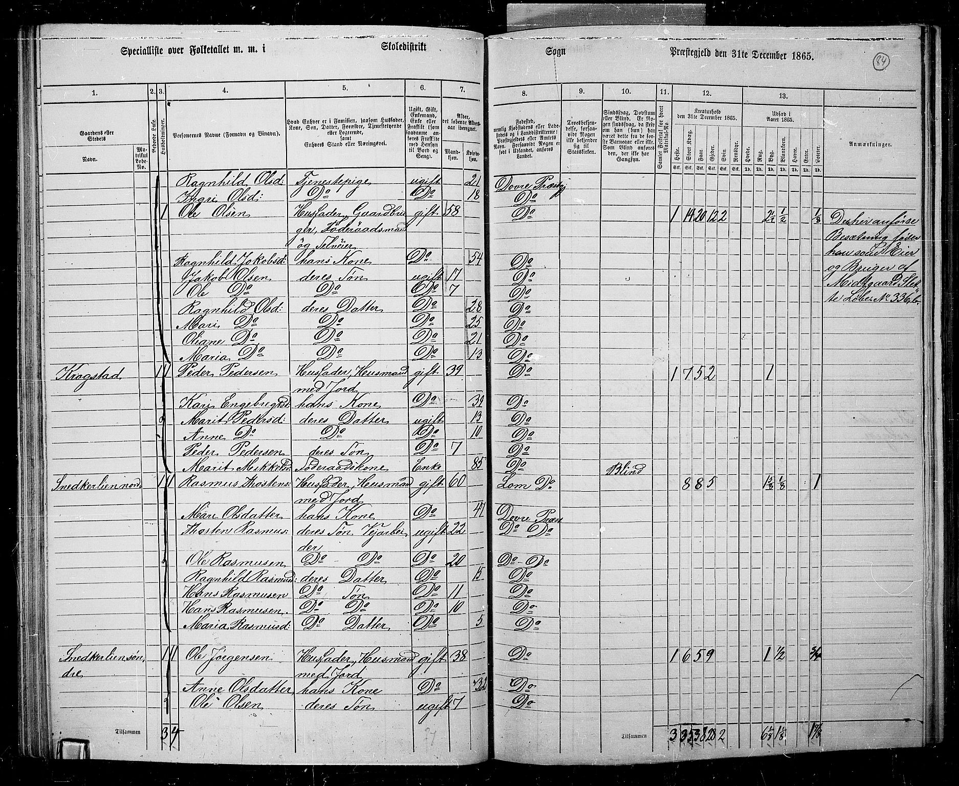 RA, 1865 census for Dovre, 1865, p. 80