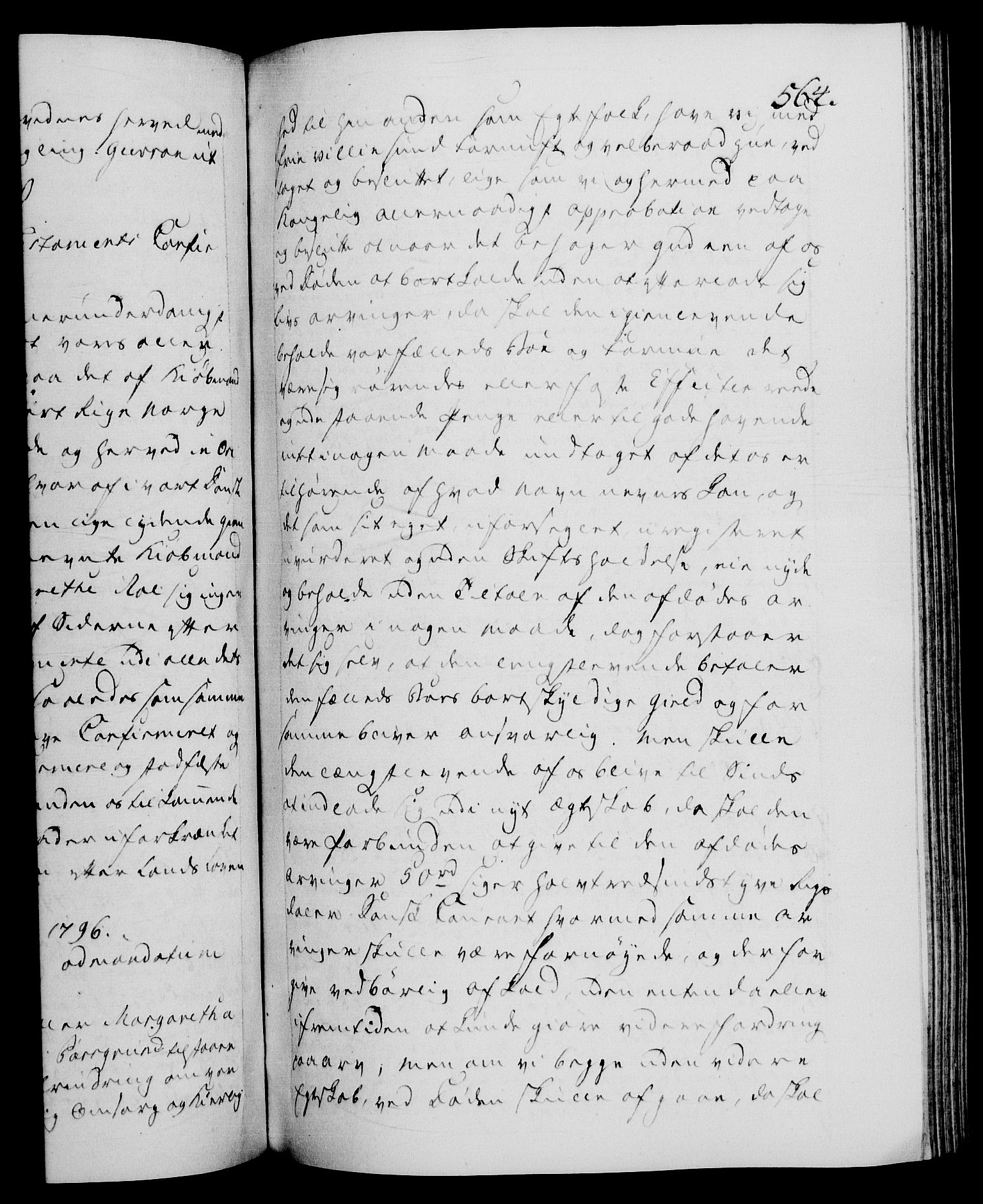 Danske Kanselli 1572-1799, RA/EA-3023/F/Fc/Fca/Fcaa/L0056: Norske registre, 1795-1796, p. 564a