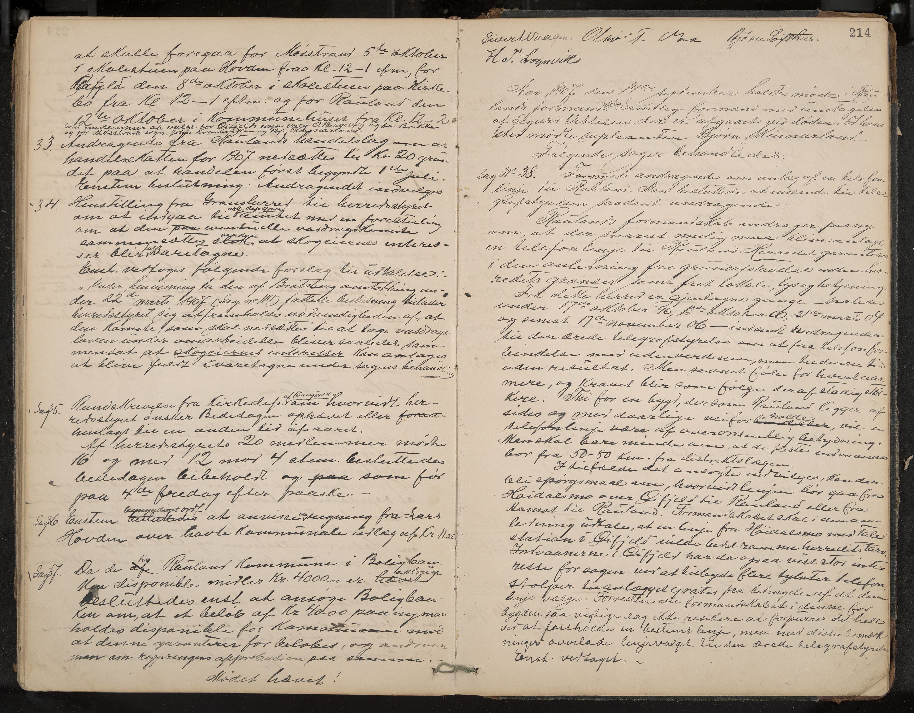 Rauland formannskap og sentraladministrasjon, IKAK/0835021/A/Aa/L0002: Møtebok, 1884-1908, p. 214