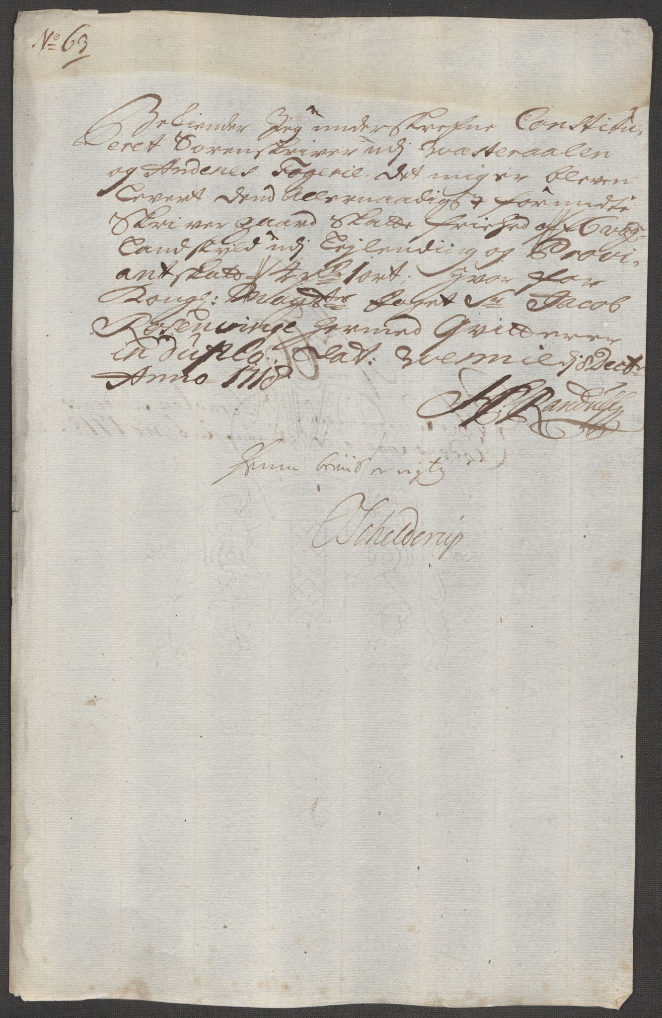 Rentekammeret inntil 1814, Reviderte regnskaper, Fogderegnskap, AV/RA-EA-4092/R67/L4684: Fogderegnskap Vesterålen, Andenes og Lofoten, 1718, p. 351