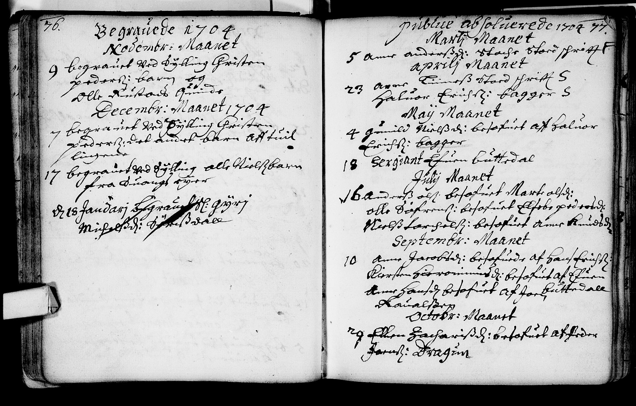 Lier kirkebøker, AV/SAKO-A-230/F/Fa/L0002: Parish register (official) no. I 2, 1701-1726, p. 76-77