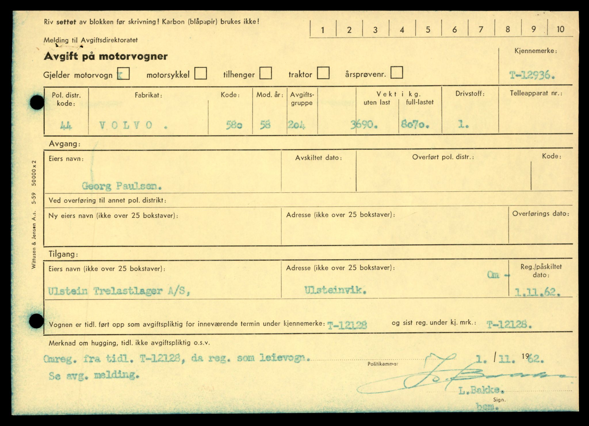 Møre og Romsdal vegkontor - Ålesund trafikkstasjon, AV/SAT-A-4099/F/Fe/L0036: Registreringskort for kjøretøy T 12831 - T 13030, 1927-1998, p. 1659