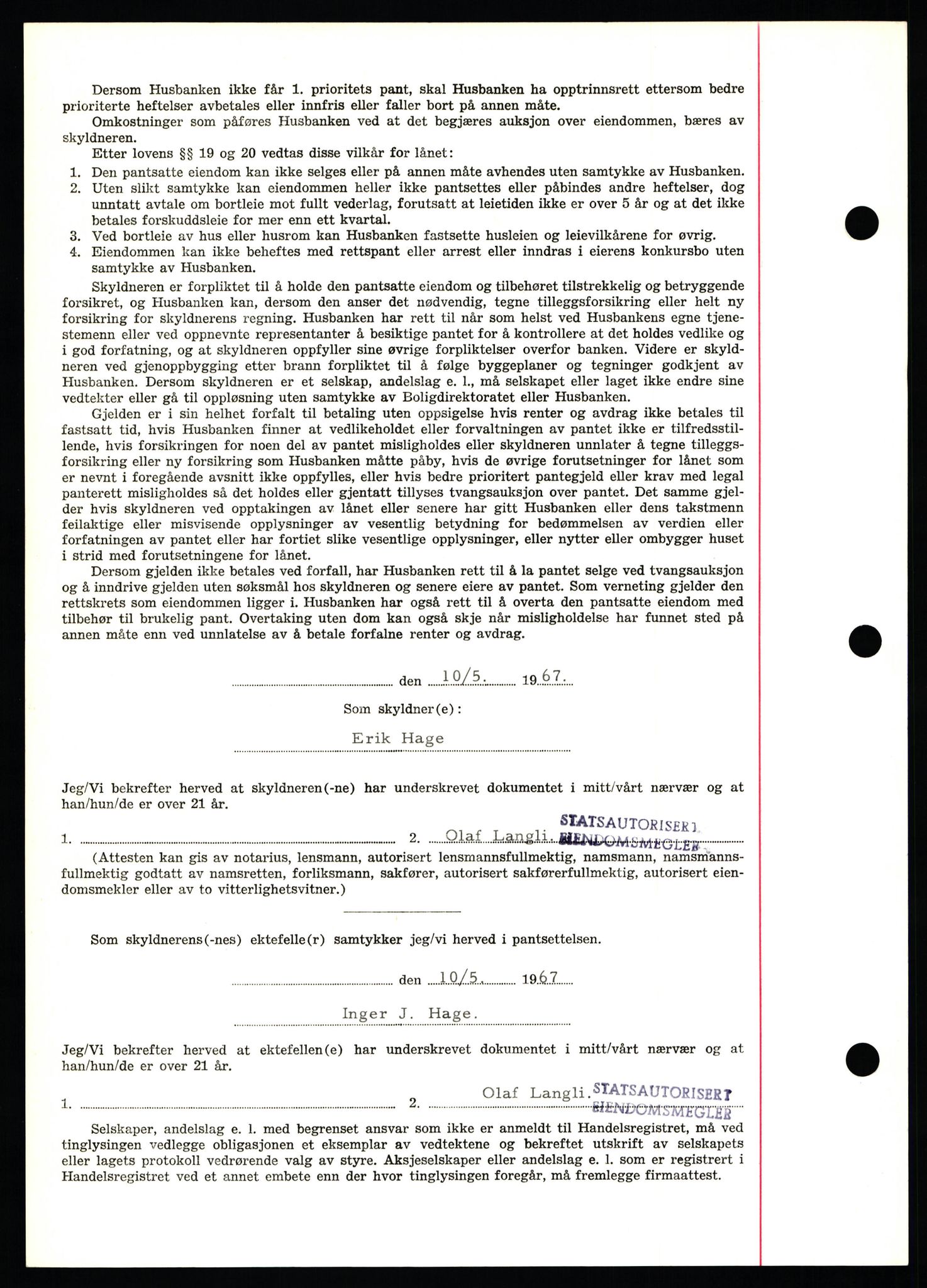 Nord-Hedmark sorenskriveri, SAH/TING-012/H/Hb/Hbf/L0071: Mortgage book no. B71, 1967-1967, Diary no: : 2099/1967