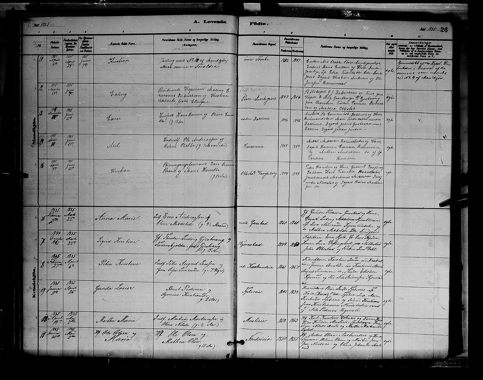 Stange prestekontor, AV/SAH-PREST-002/L/L0007: Parish register (copy) no. 7, 1880-1893, p. 26