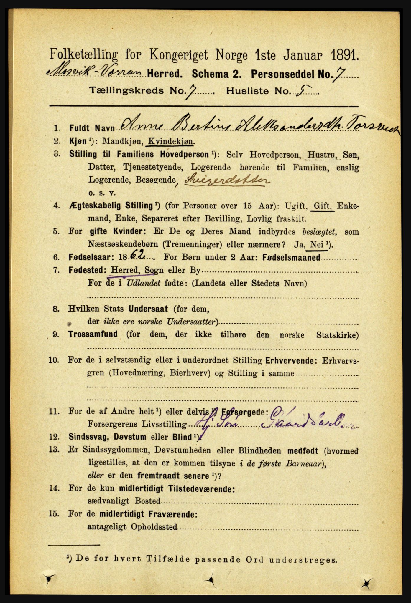 RA, 1891 census for 1723 Mosvik og Verran, 1891, p. 2924