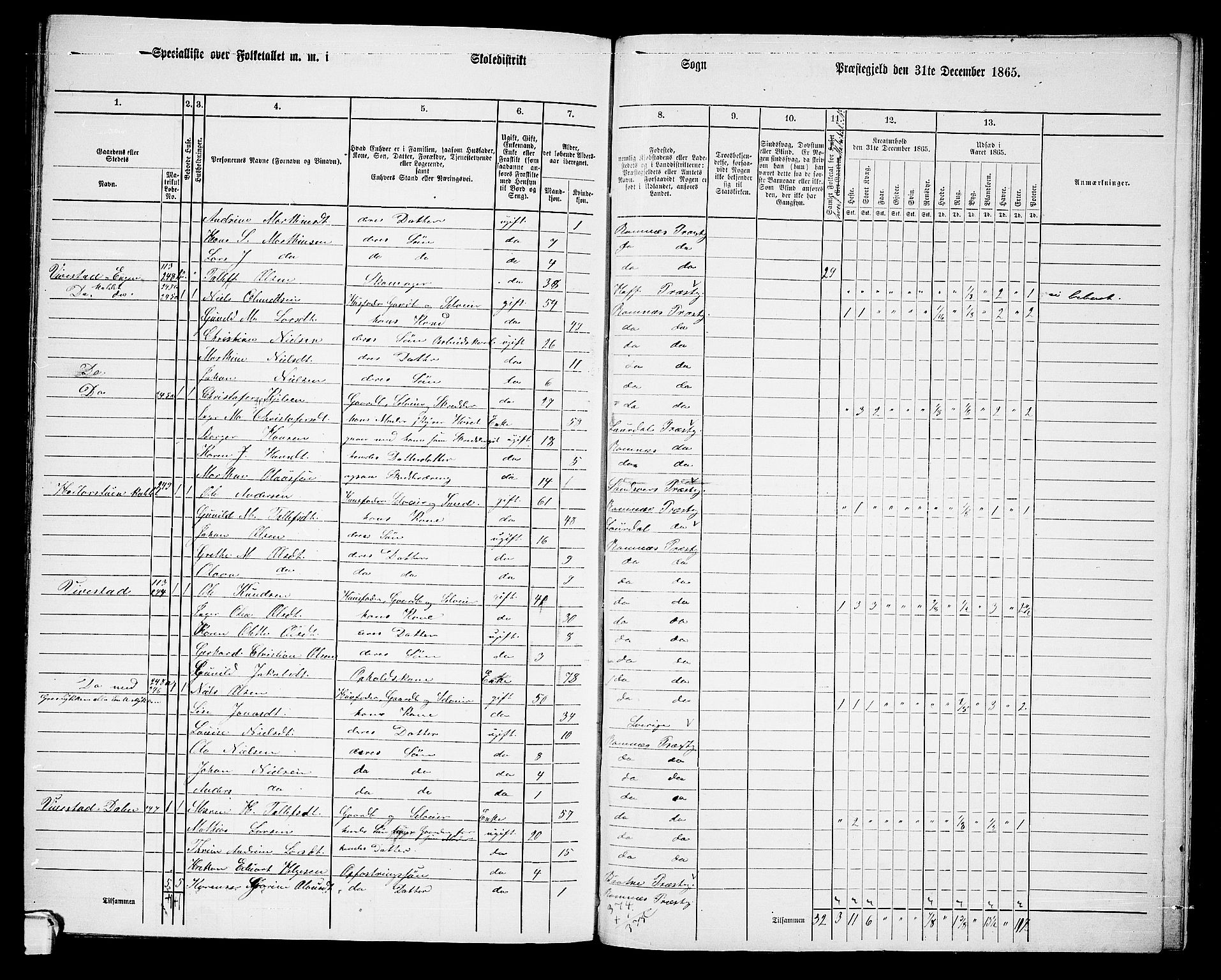 RA, 1865 census for Ramnes, 1865, p. 119