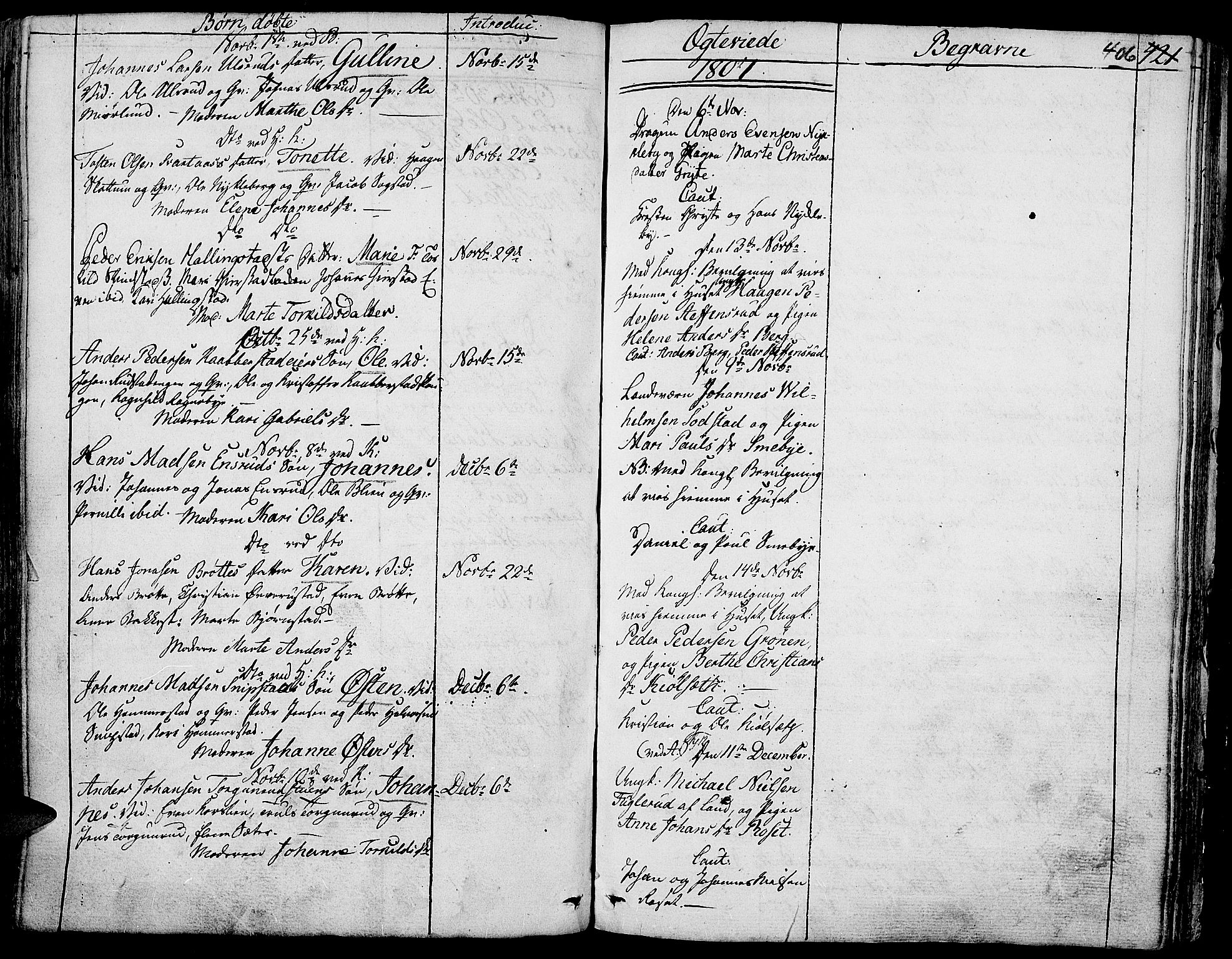 Toten prestekontor, SAH/PREST-102/H/Ha/Haa/L0007: Parish register (official) no. 7, 1794-1809, p. 406