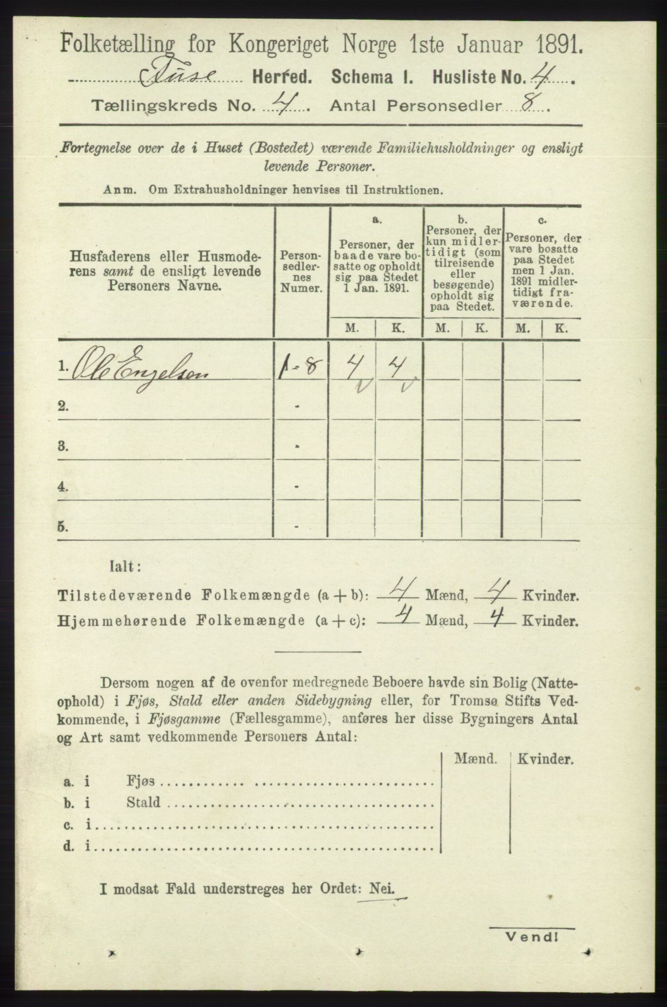 RA, 1891 census for 1241 Fusa, 1891, p. 680