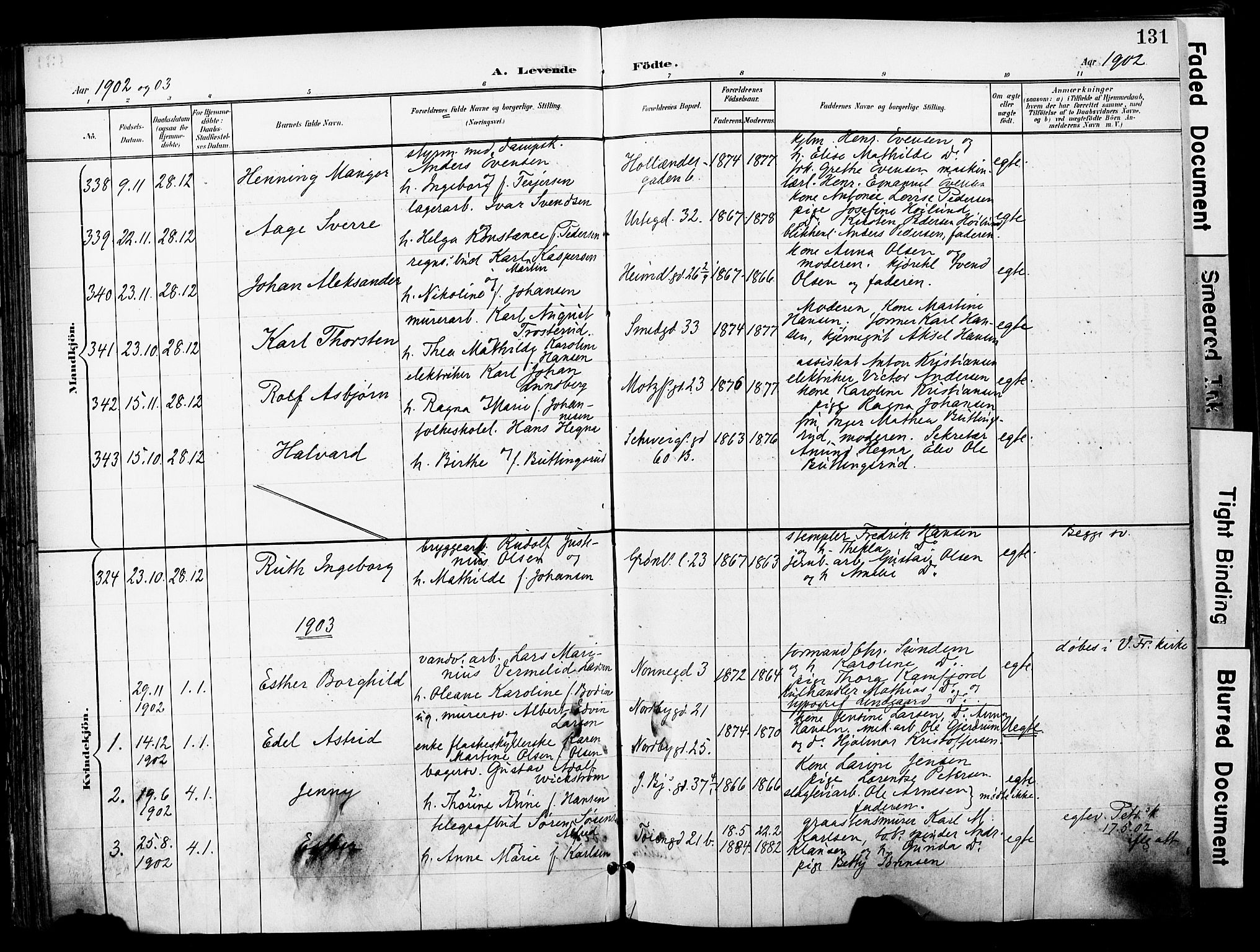 Grønland prestekontor Kirkebøker, AV/SAO-A-10848/F/Fa/L0014: Parish register (official) no. 14, 1900-1911, p. 131