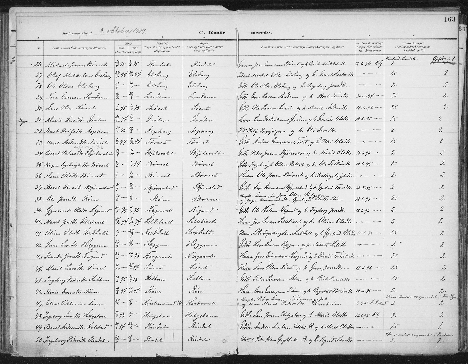 Ministerialprotokoller, klokkerbøker og fødselsregistre - Møre og Romsdal, AV/SAT-A-1454/598/L1072: Parish register (official) no. 598A06, 1896-1910, p. 163