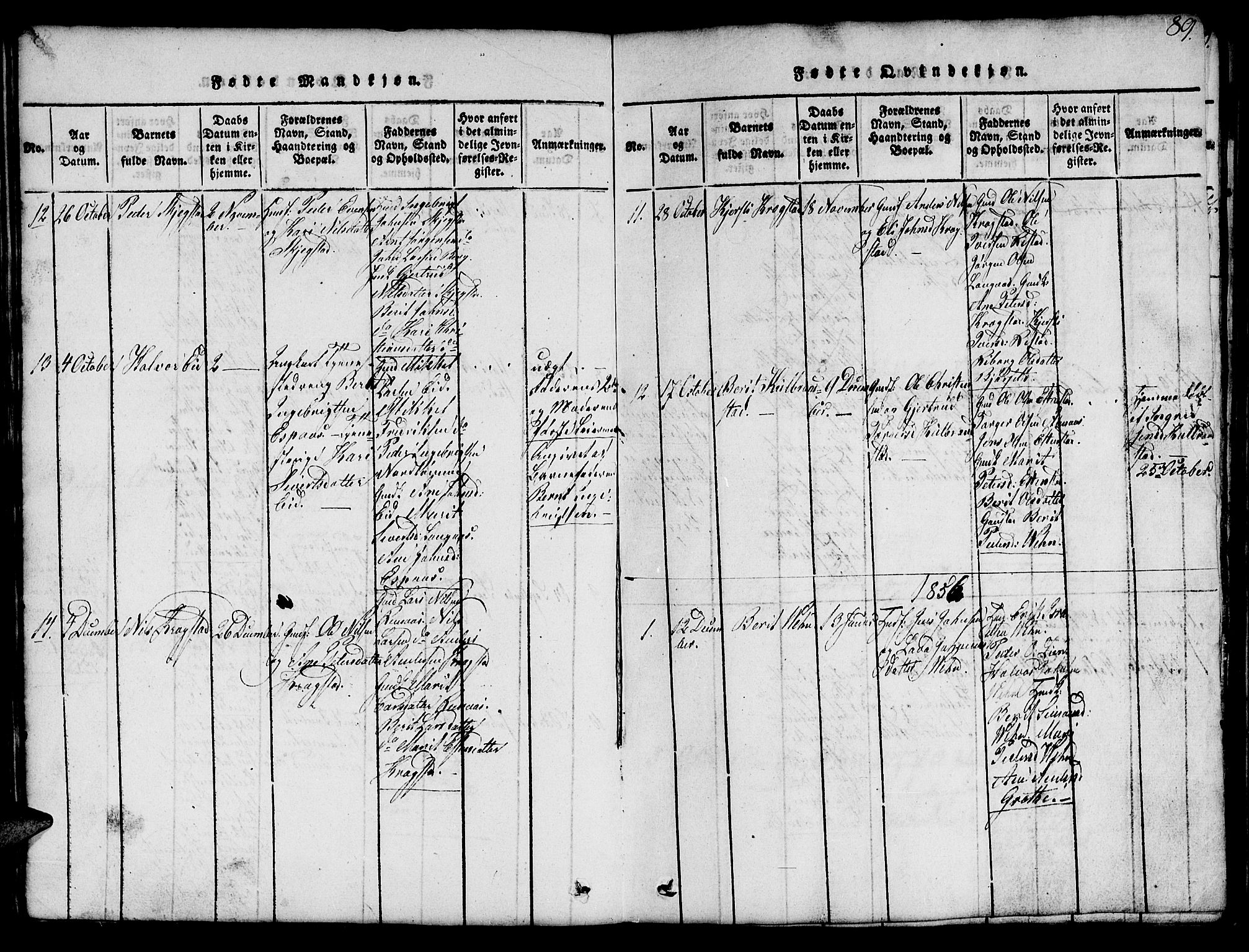 Ministerialprotokoller, klokkerbøker og fødselsregistre - Sør-Trøndelag, SAT/A-1456/694/L1130: Parish register (copy) no. 694C02, 1816-1857, p. 89
