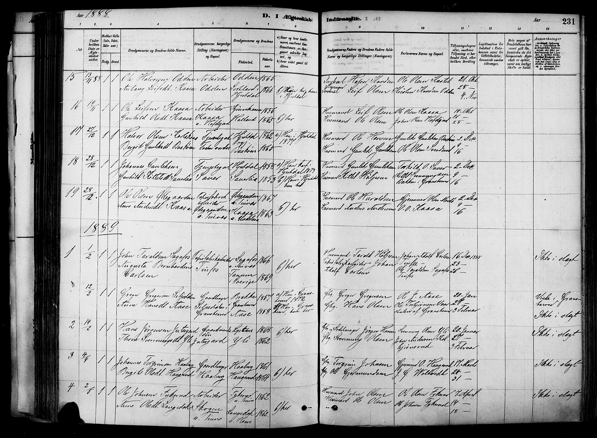 Heddal kirkebøker, SAKO/A-268/F/Fa/L0008: Parish register (official) no. I 8, 1878-1903, p. 231