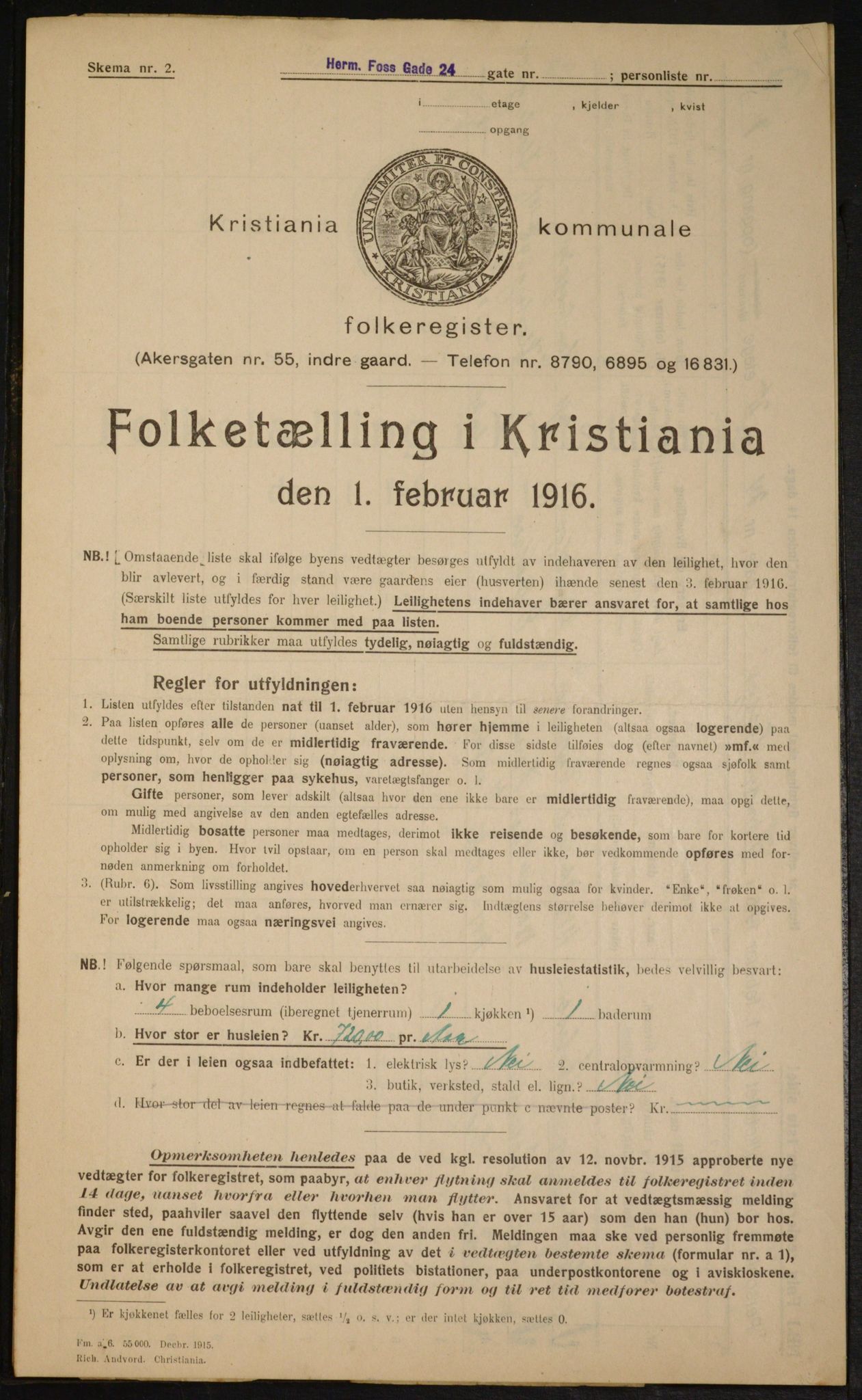 OBA, Municipal Census 1916 for Kristiania, 1916, p. 39668