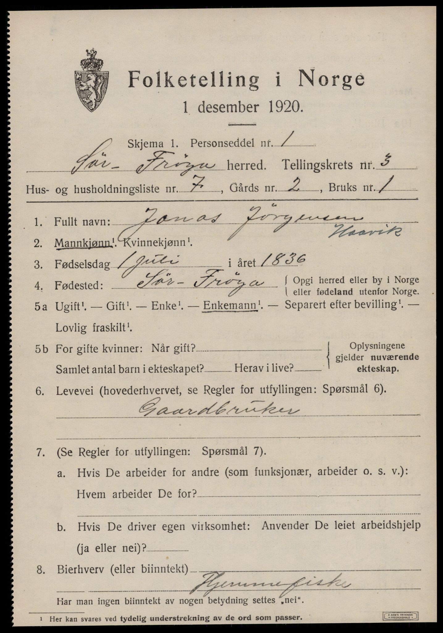 SAT, 1920 census for Sør-Frøya, 1920, p. 2861