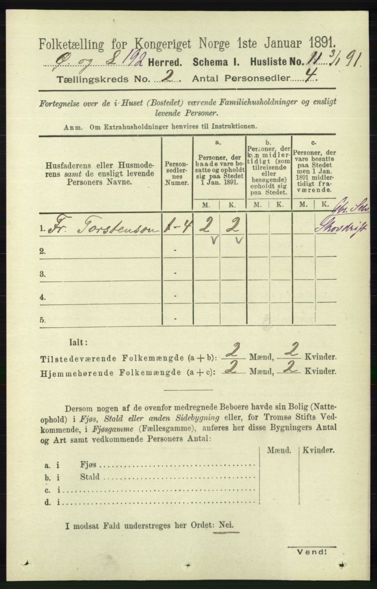 RA, 1891 census for 1021 Øyslebø og Laudal, 1891, p. 441