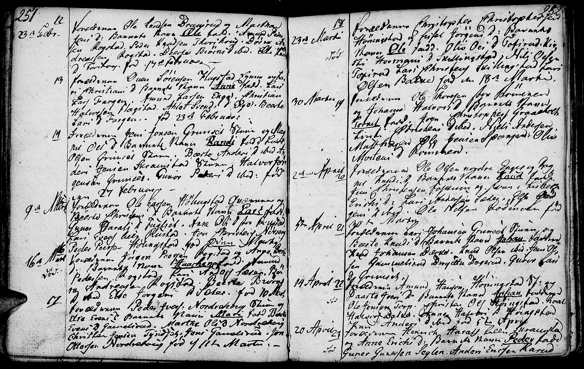 Løten prestekontor, SAH/PREST-022/K/Ka/L0003: Parish register (official) no. 3, 1773-1800, p. 251-252