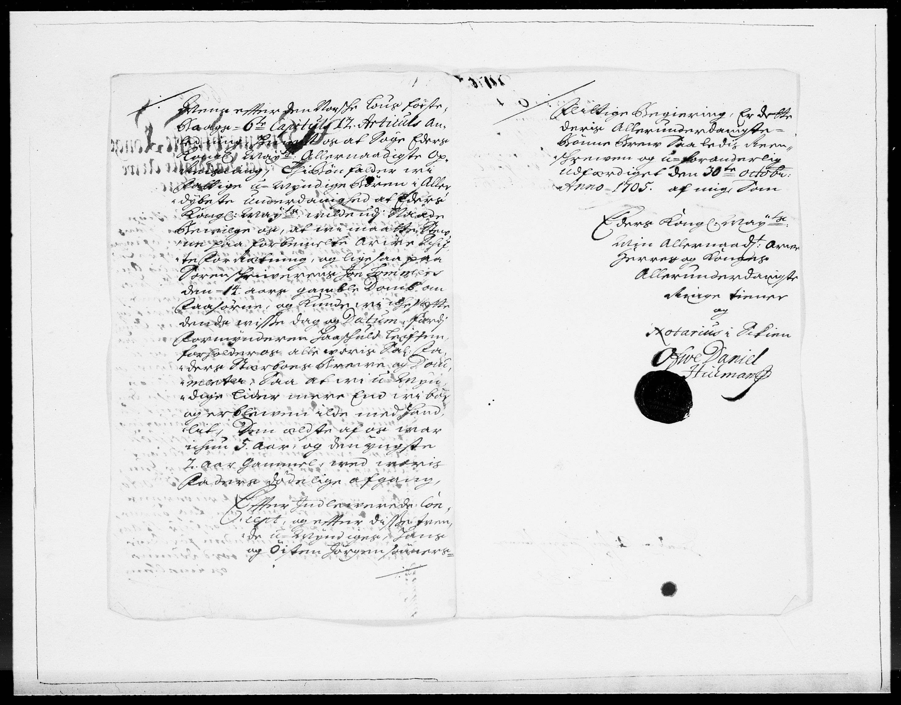 Danske Kanselli 1572-1799, AV/RA-EA-3023/F/Fc/Fcc/Fcca/L0059: Norske innlegg 1572-1799, 1705, p. 209