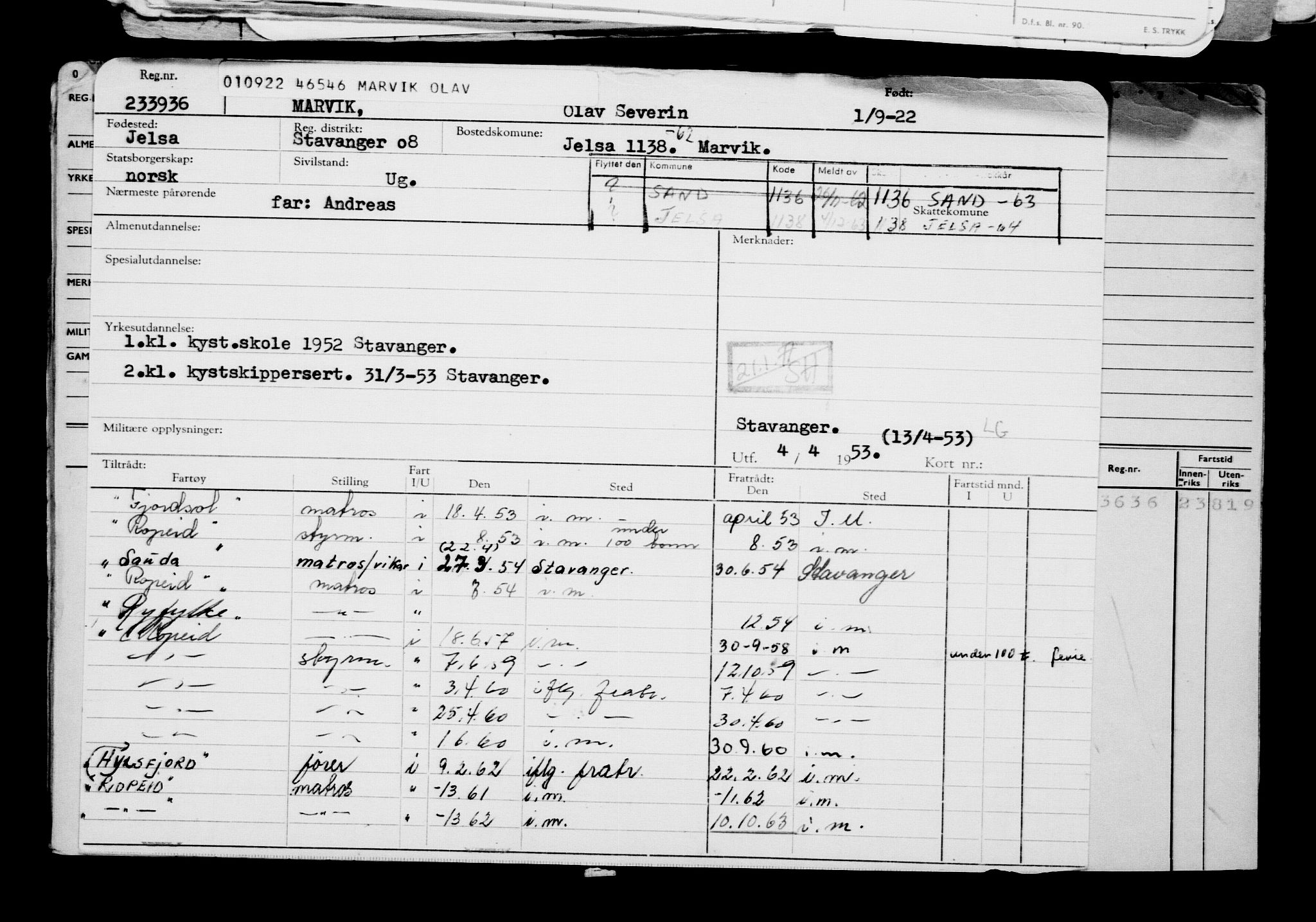 Direktoratet for sjømenn, AV/RA-S-3545/G/Gb/L0210: Hovedkort, 1922, p. 273