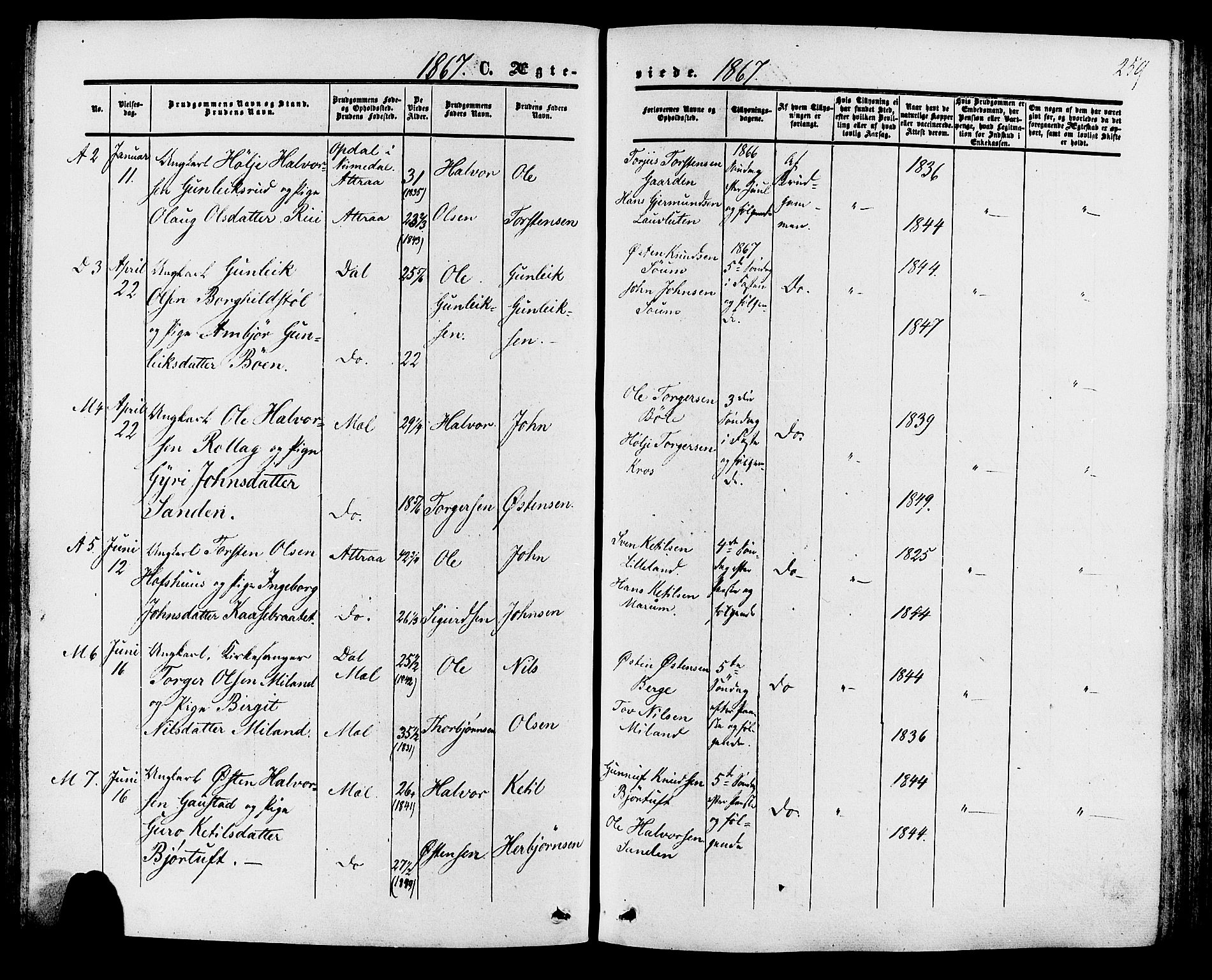 Tinn kirkebøker, SAKO/A-308/F/Fa/L0006: Parish register (official) no. I 6, 1857-1878, p. 259