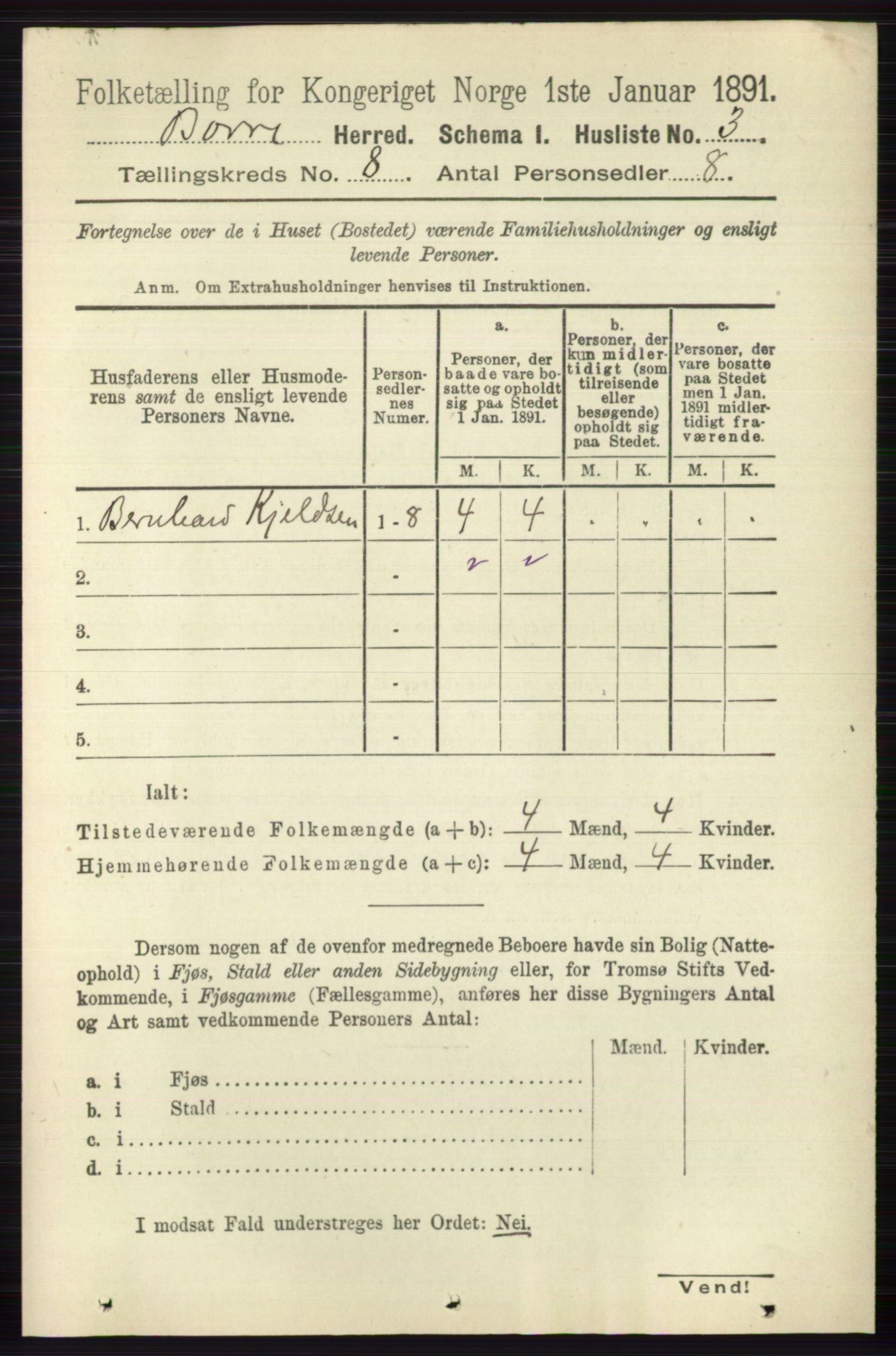 RA, 1891 census for 0717 Borre, 1891, p. 3675