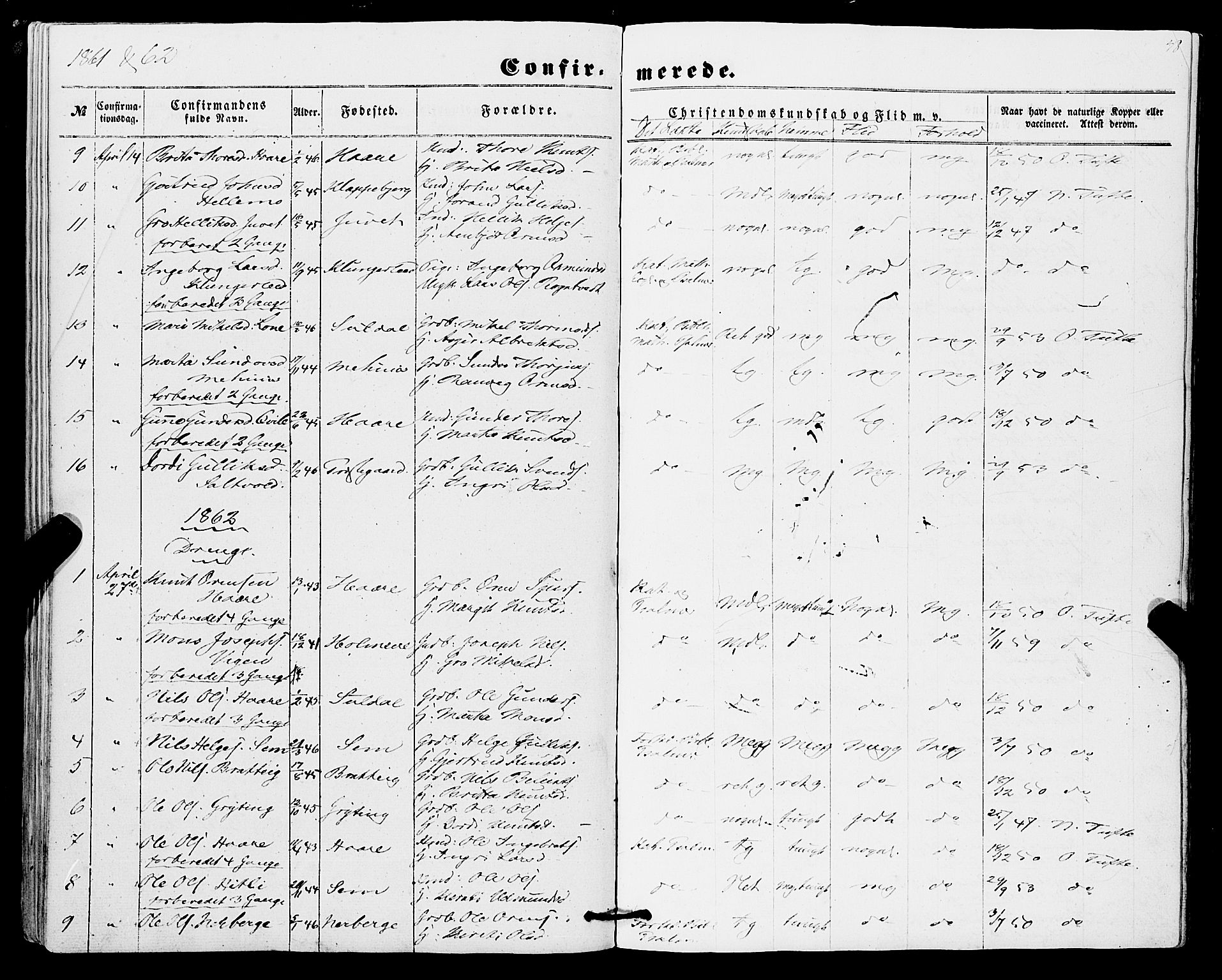 Røldal sokneprestembete, SAB/A-100247: Parish register (official) no. A 3, 1856-1870, p. 48