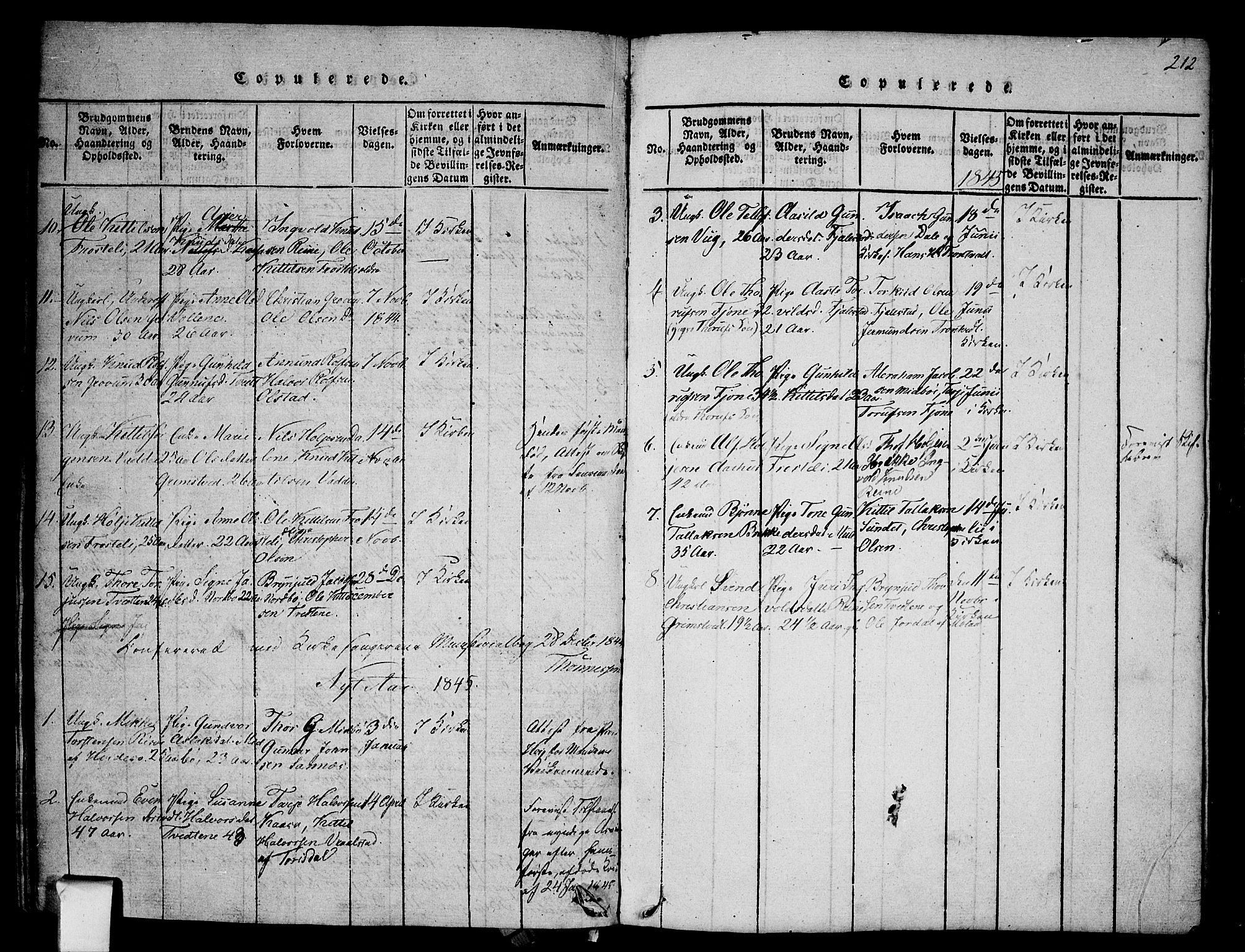 Nissedal kirkebøker, SAKO/A-288/F/Fa/L0002: Parish register (official) no. I 2, 1814-1845, p. 212