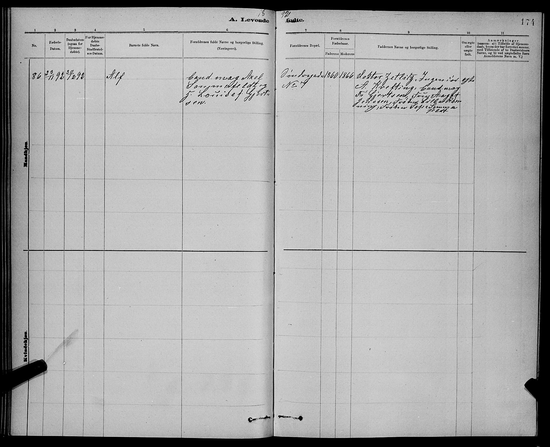 Ministerialprotokoller, klokkerbøker og fødselsregistre - Sør-Trøndelag, SAT/A-1456/601/L0092: Parish register (copy) no. 601C10, 1884-1897, p. 174