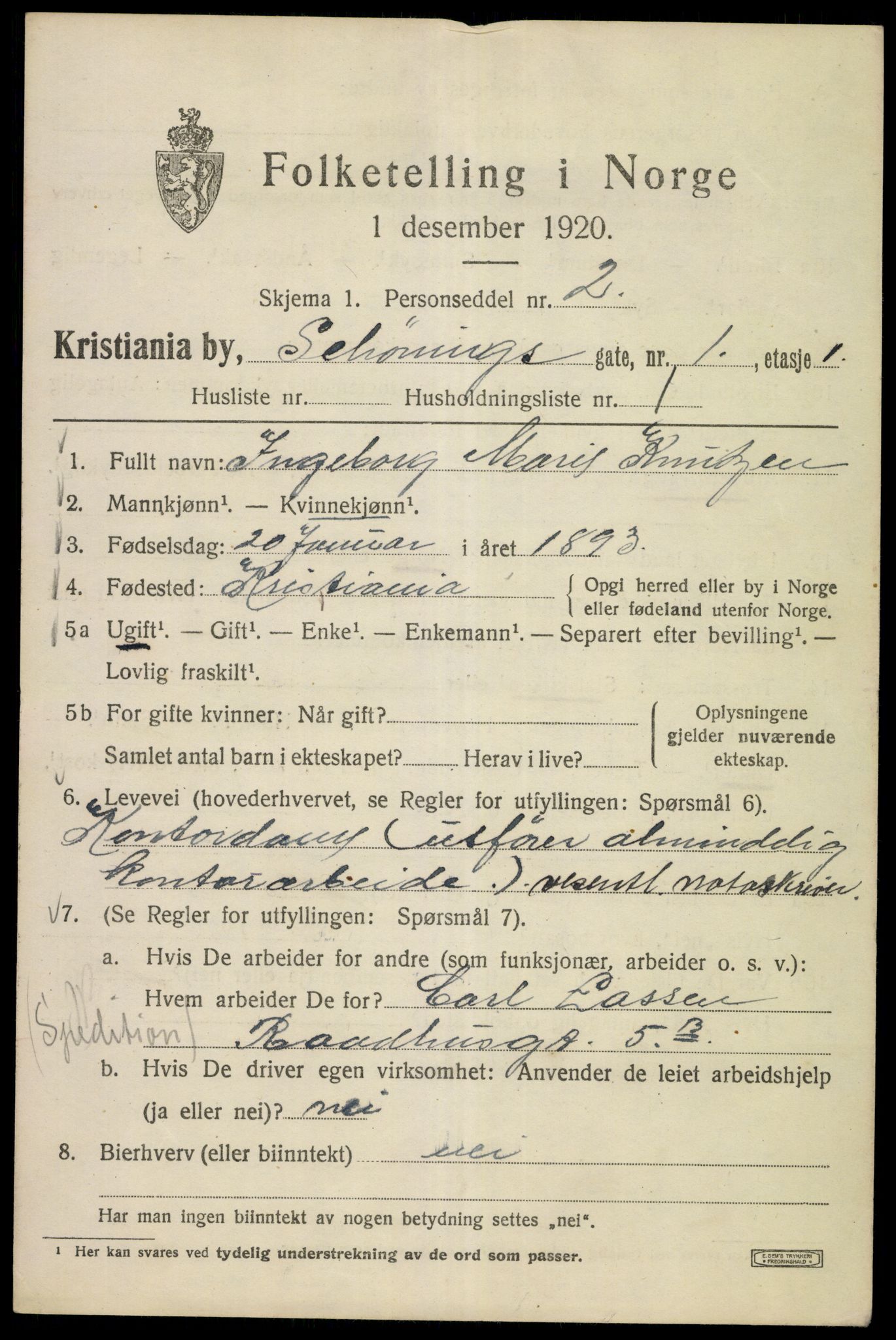 SAO, 1920 census for Kristiania, 1920, p. 502713