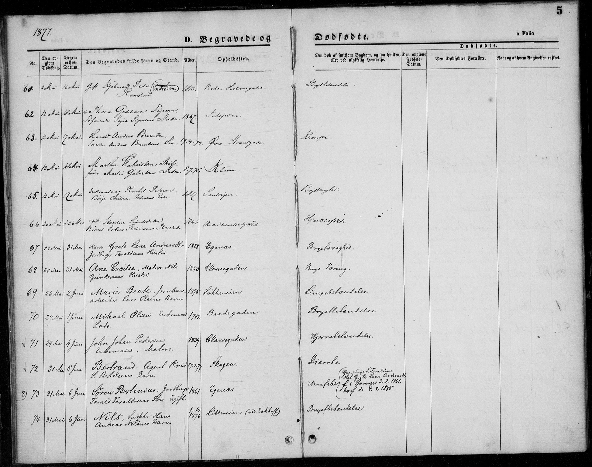 Domkirken sokneprestkontor, AV/SAST-A-101812/001/30/30BA/L0024: Parish register (official) no. A 23, 1877-1877, p. 5