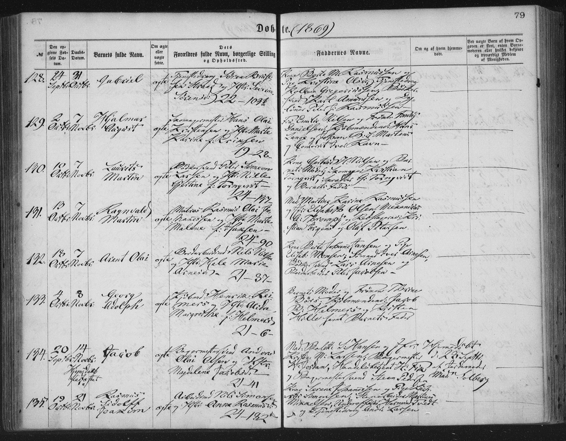 Korskirken sokneprestembete, SAB/A-76101/H/Haa/L0019: Parish register (official) no. B 5, 1866-1871, p. 79