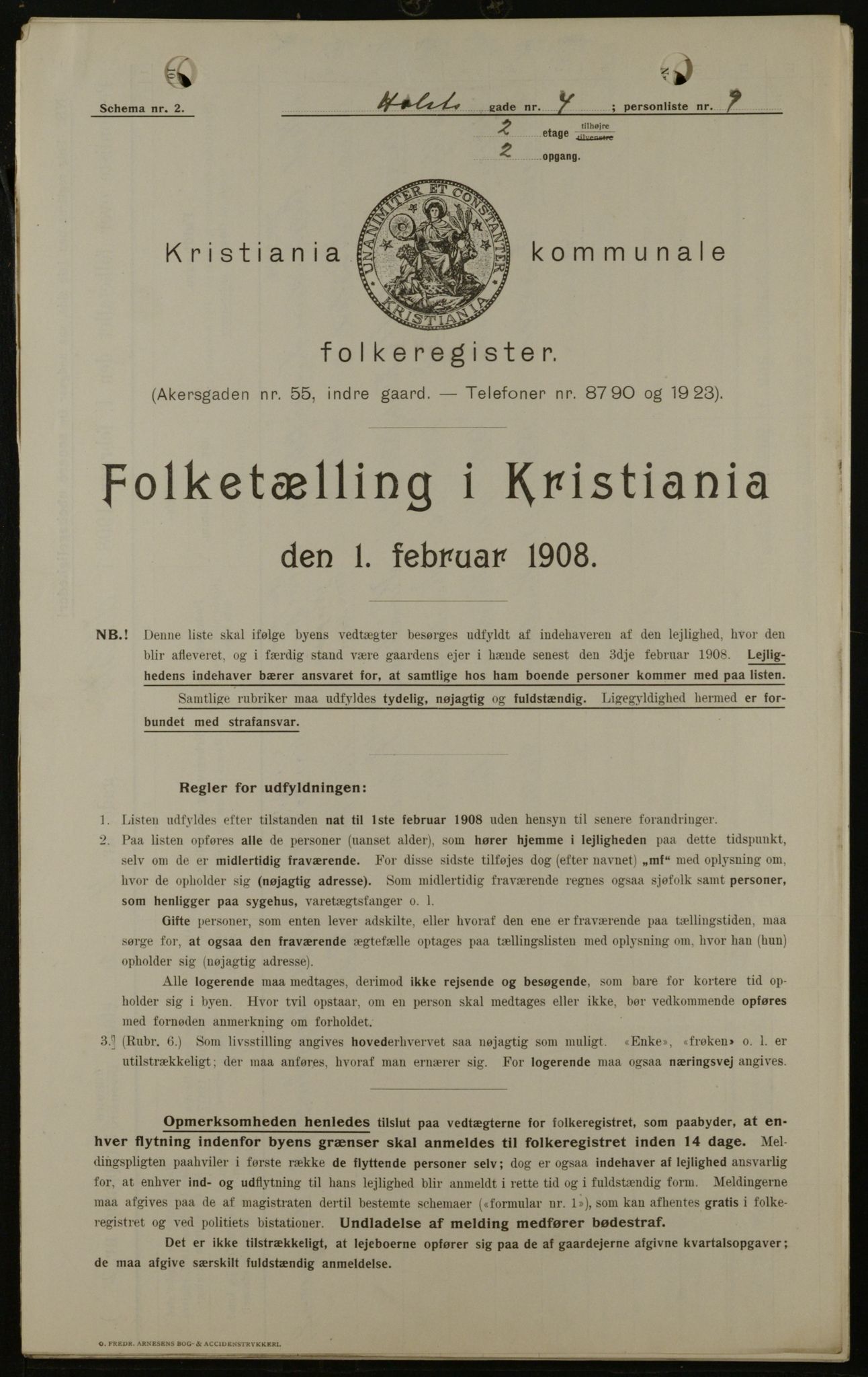 OBA, Municipal Census 1908 for Kristiania, 1908, p. 36869